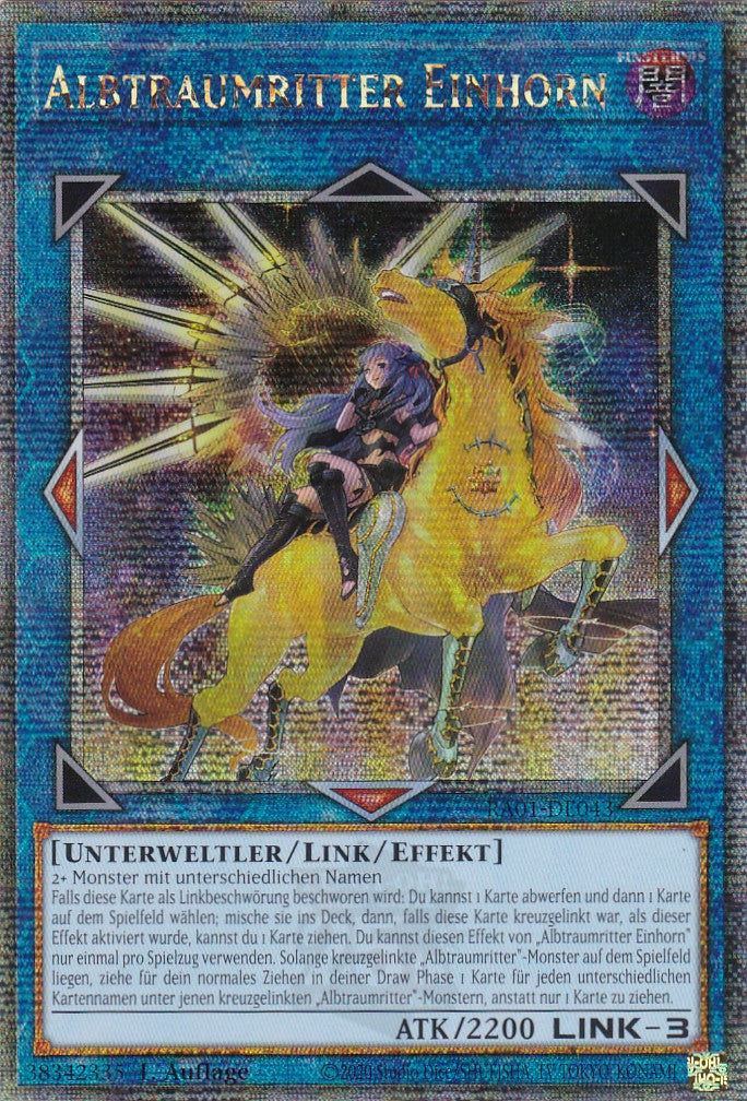 Albtraumritter Einhorn (Version 2) - RA01-DE043 - Quarter Century Secret Rare - 1. Auflage - Deutsch - Einzelkarten aus: 25th Anniversary Rarity Collection