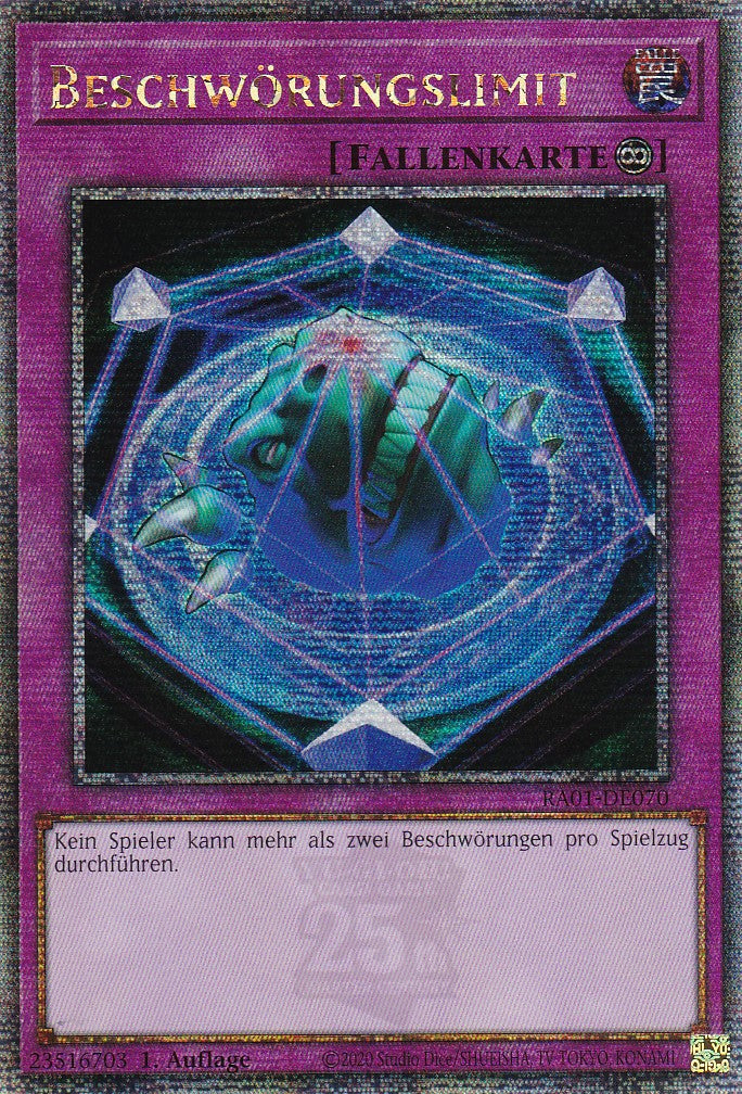 Beschwörungslimit - RA01-DE070 - Quarter Century Secret Rare - 1. Auflage - Deutsch - Einzelkarten aus: 25th Anniversary Rarity Collection