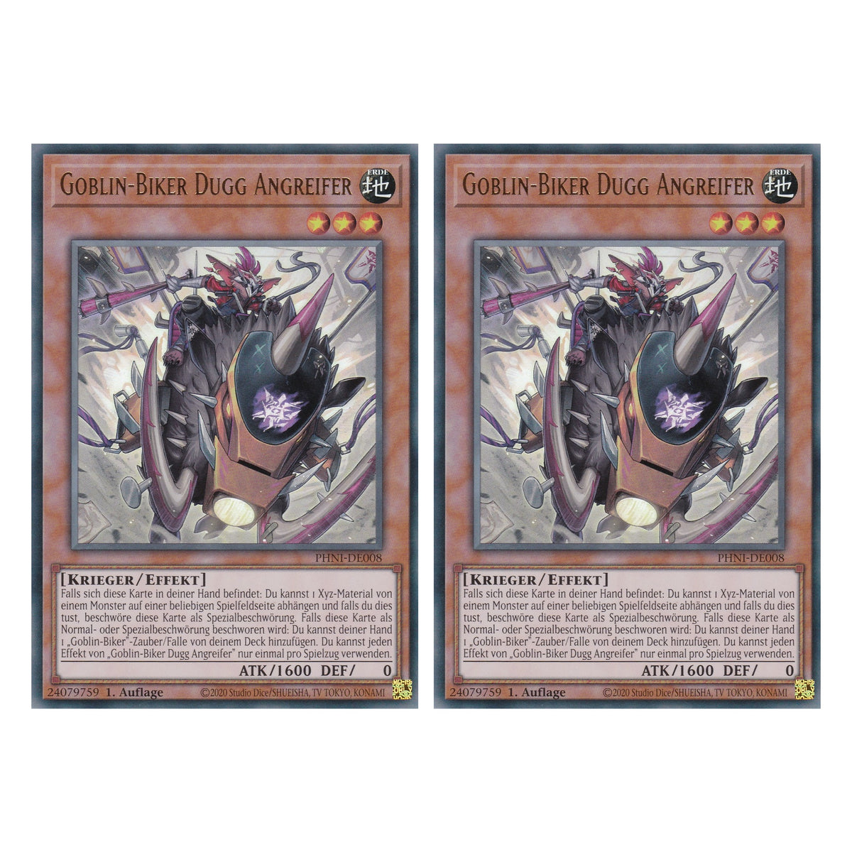 Goblin - Biker Dugg Angreifer - PHNI-DE008 - Ultra Rare - Deutsch - 1. Auflage - Phantom Nightmare - Duo Set (2 Stück) - Yu-Gi-Oh!