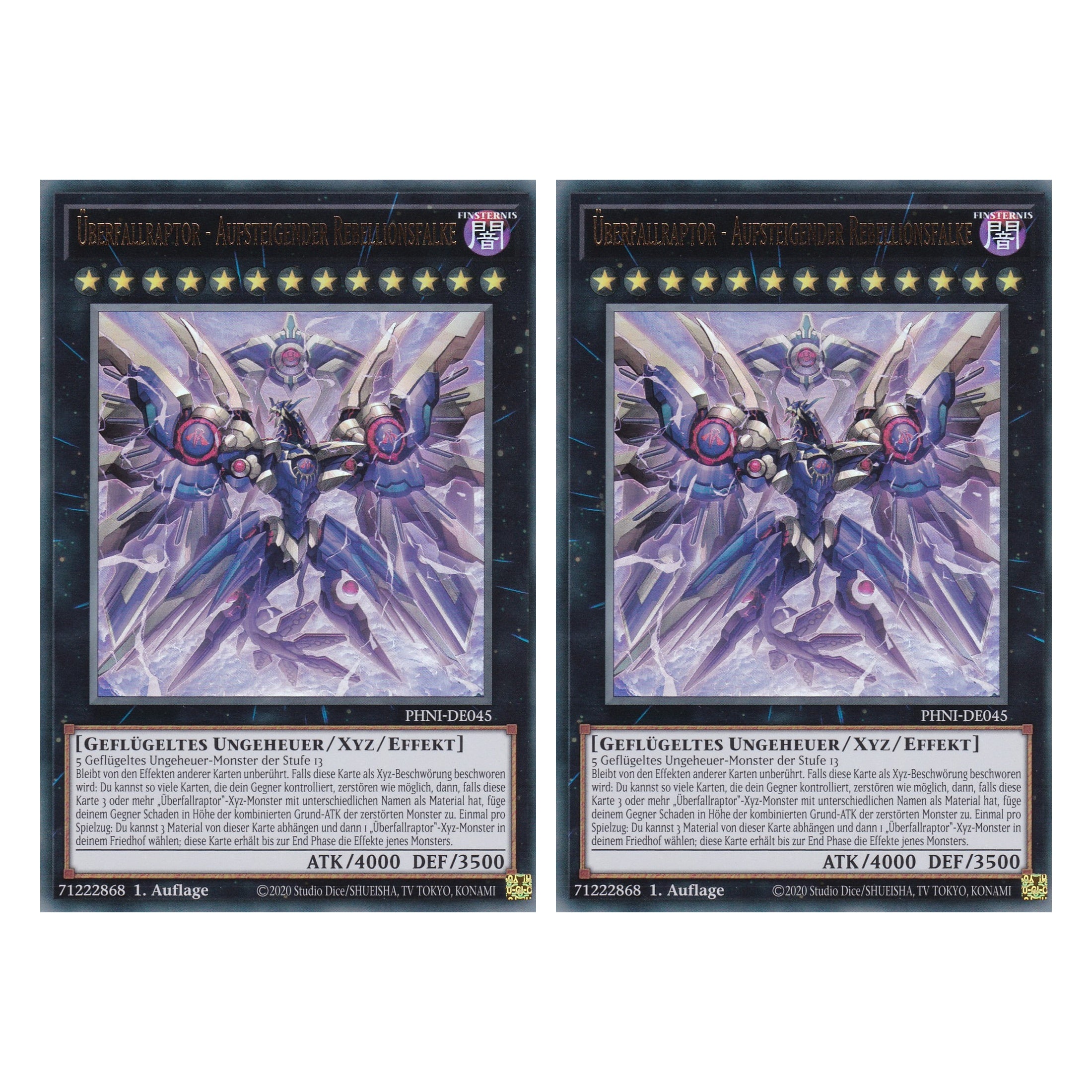 Überfallraptor - Aufsteigender Rebellionsfalke - PHNI-DE045 - Ultra Rare - Deutsch - 1. Auflage - Phantom Nightmare - Duo Set (2 Stück) - Yu-Gi-Oh!