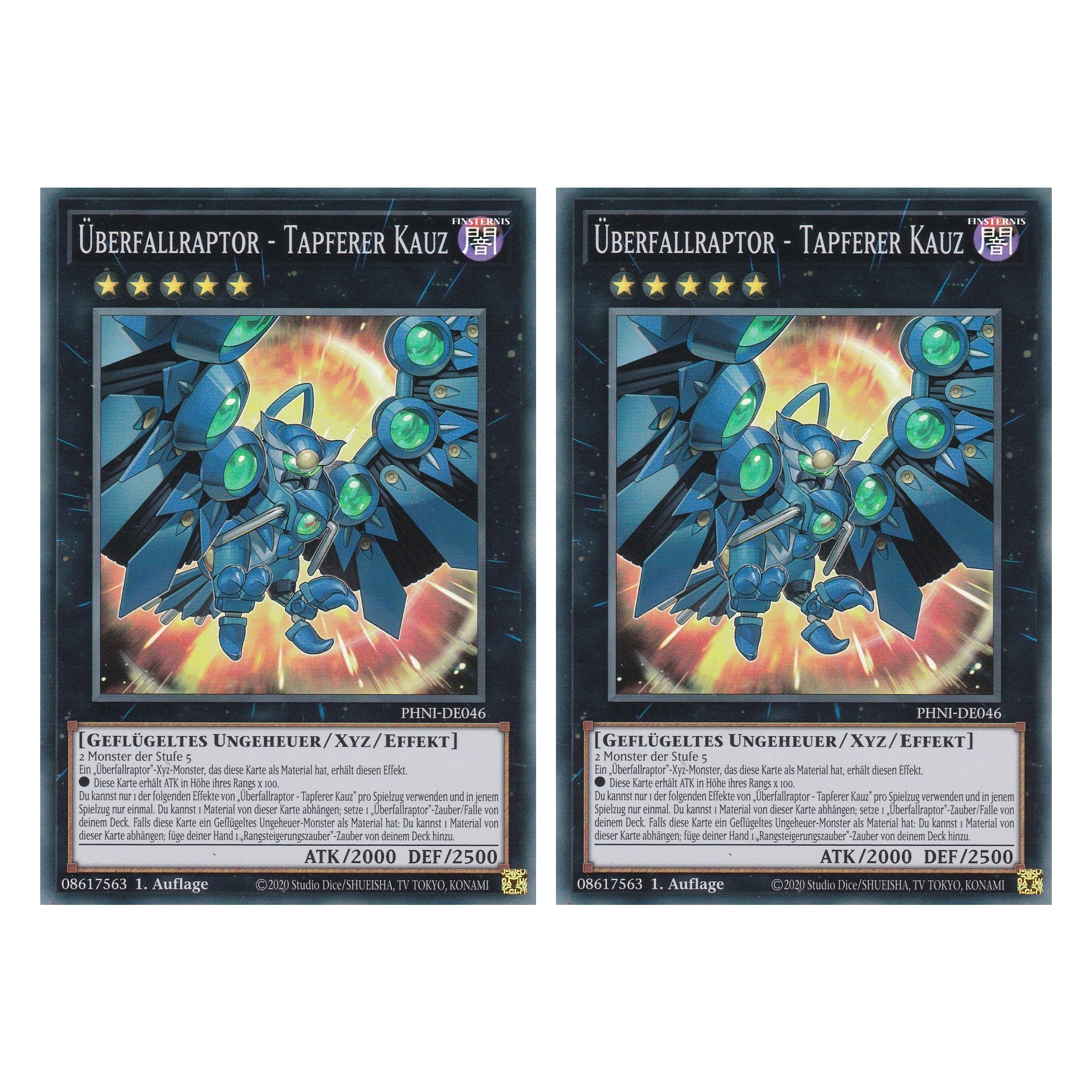 Überfallraptor - Tapferer Kauz - PHNI-DE046 - Super Rare - Deutsch - 1. Auflage - Phantom Nightmare - Duo Set (2 Stück) - Yu-Gi-Oh!