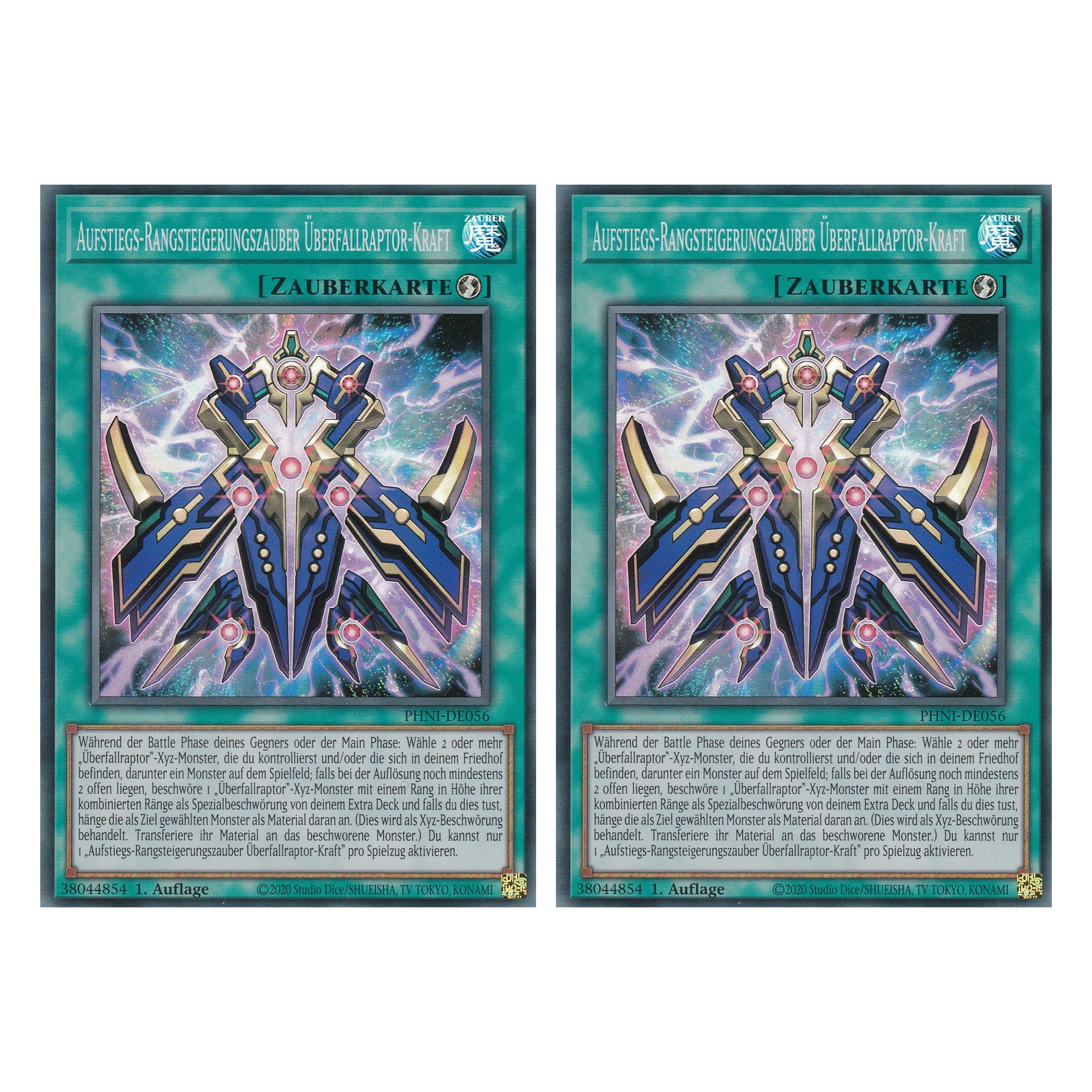 Aufstiegs - Rangsteigerungszauberer Überfallraptor - Kraft - PHNI-DE056 - Super Rare - Deutsch - 1. Auflage - Phantom Nightmare - Duo Set (2 Stück) - Yu-Gi-Oh!