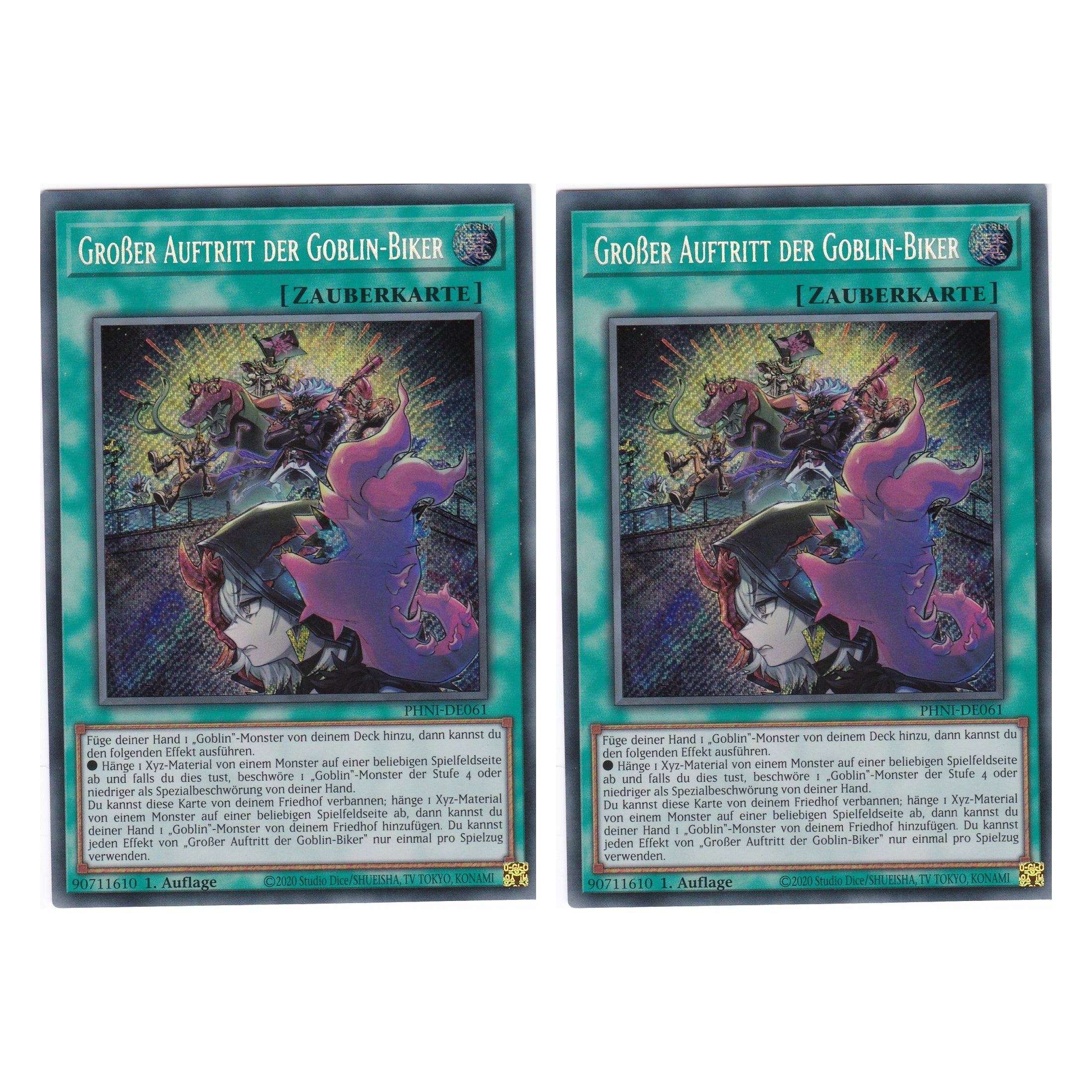 Großer Auftritt der Goblin - Biker - PHNI-DE061 - Secret Rare - Deutsch - 1. Auflage - Phantom Nightmare - Duo Set (2 Stück) - Yu-Gi-Oh!