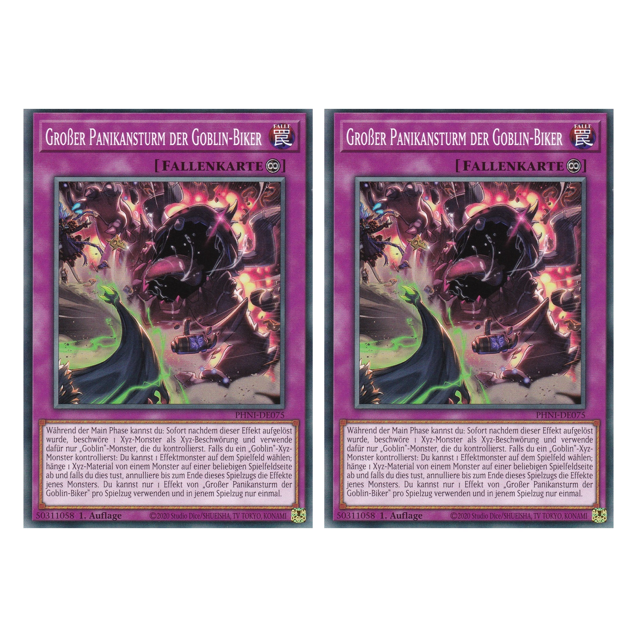 Großer Panikansturm der Goblin - Biker - PHNI-DE075 - Common - Deutsch - 1. Auflage - Phantom Nightmare - Duo Set (2 Stück) - Yu-Gi-Oh!