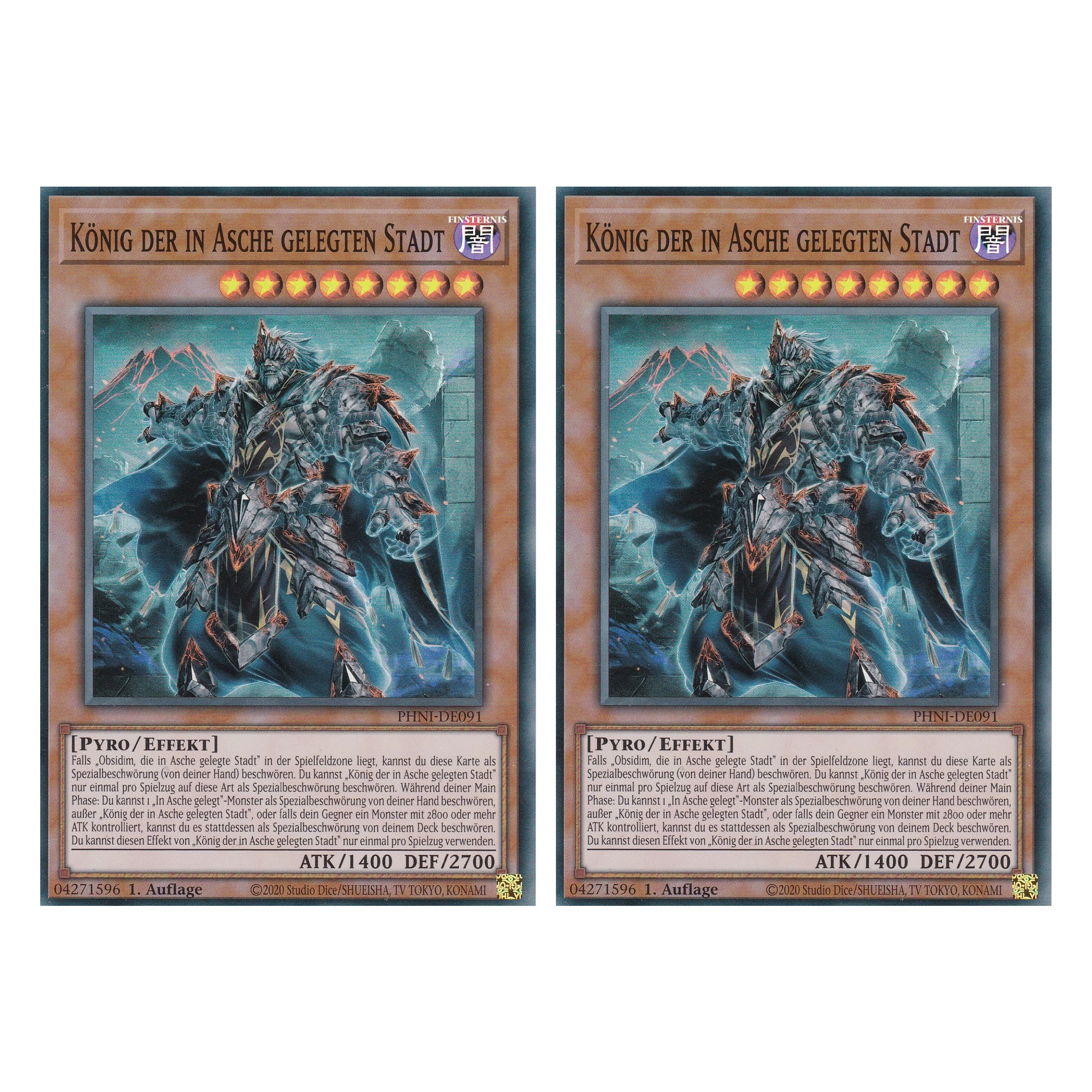 König der in Asche Gelegten Stadt - PHNI-DE091 - Super Rare - Deutsch - 1. Auflage - Phantom Nightmare - Duo Set (2 Stück) - Yu-Gi-Oh!