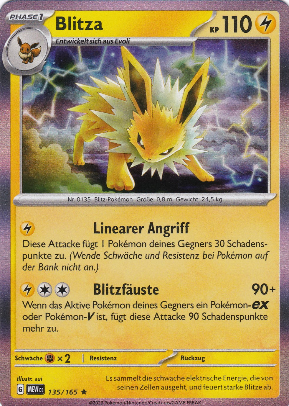 Blitza - 135 / 207 - Rare - Karmesin & Purpur – 151 - Pokemon