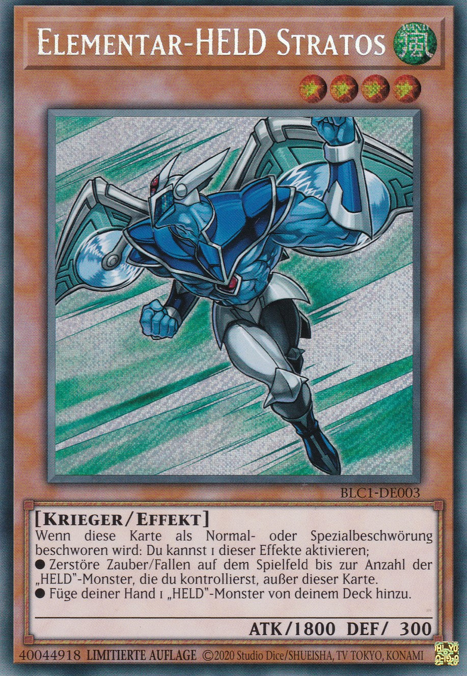 Elementar-HELD Stratos - BLC1-DE003 - Secret Rare - 1. Auflage - DEUTSCH - Battles of Legends: Chapter 1