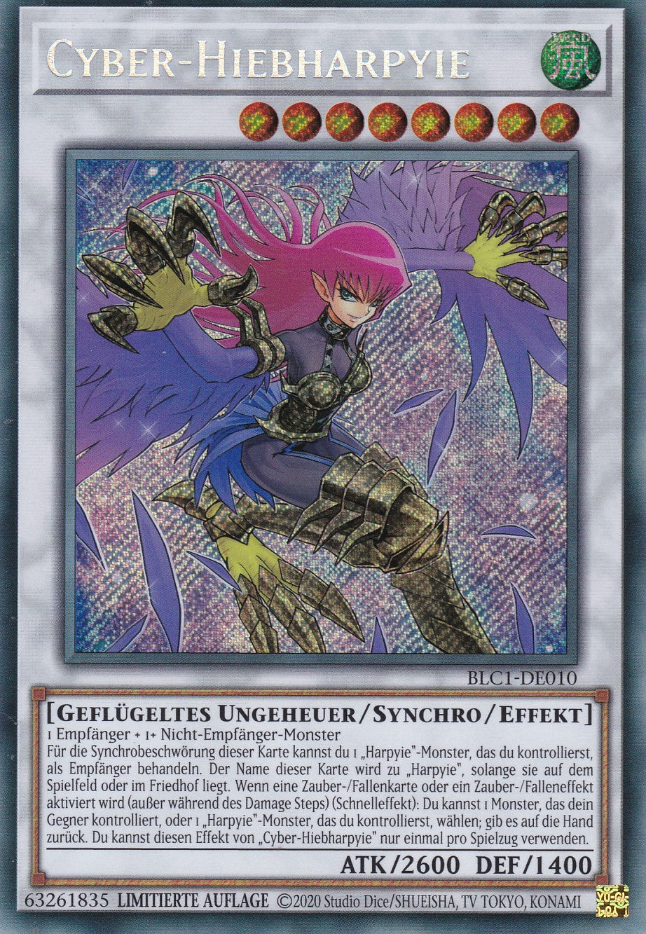 Cyber-Hiebharpyie - BLC1-DE010 - Secret Rare - 1. Auflage - DEUTSCH - Battles of Legends: Chapter 1