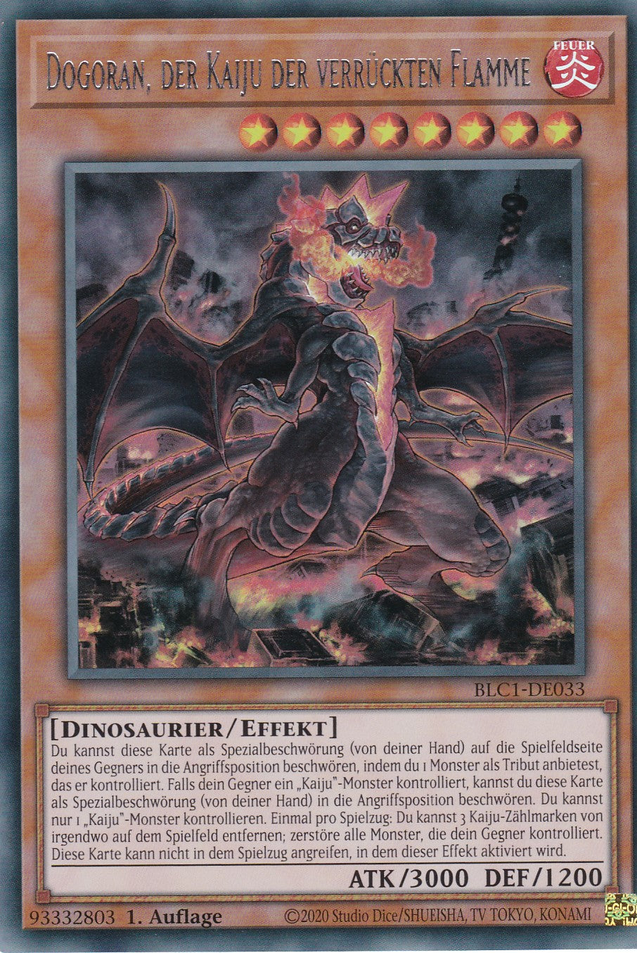 Dogoran, der Kaiju der verrückten Flamme - BLC1-DE033 - Ultra Rare - 1. Auflage - DEUTSCH - Battles of Legends: Chapter 1