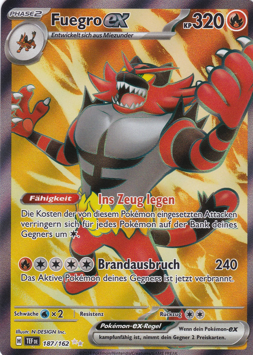 Fuegro ex - 187 / 218 - Ultra Rare - Gewalten der Zeit - Pokemon