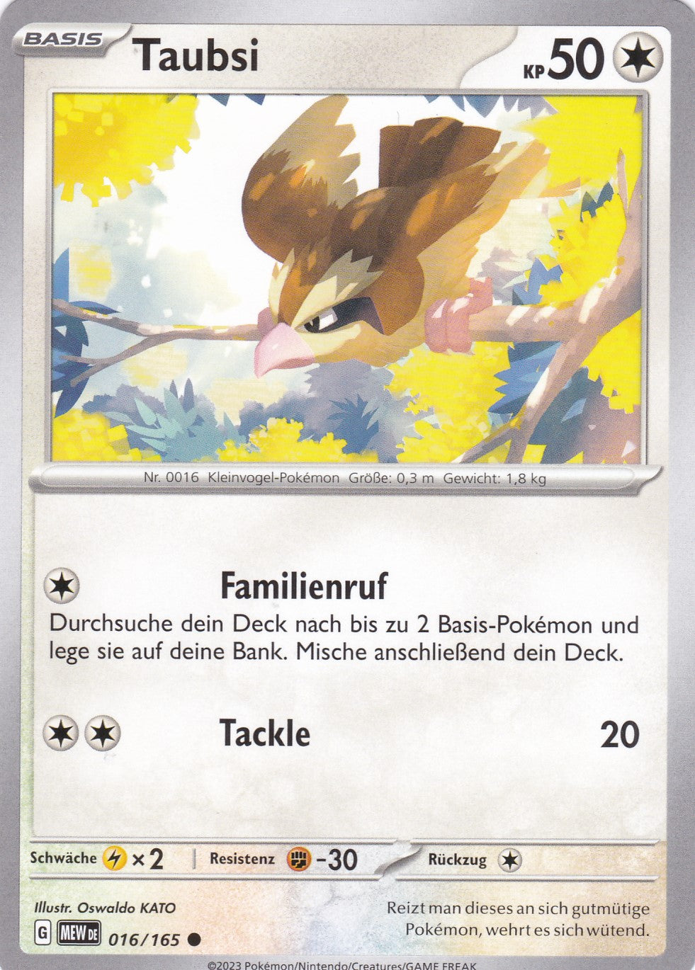 Taubsi - 16 / 207 - Common - Karmesin & Purpur – 151 - Pokemon