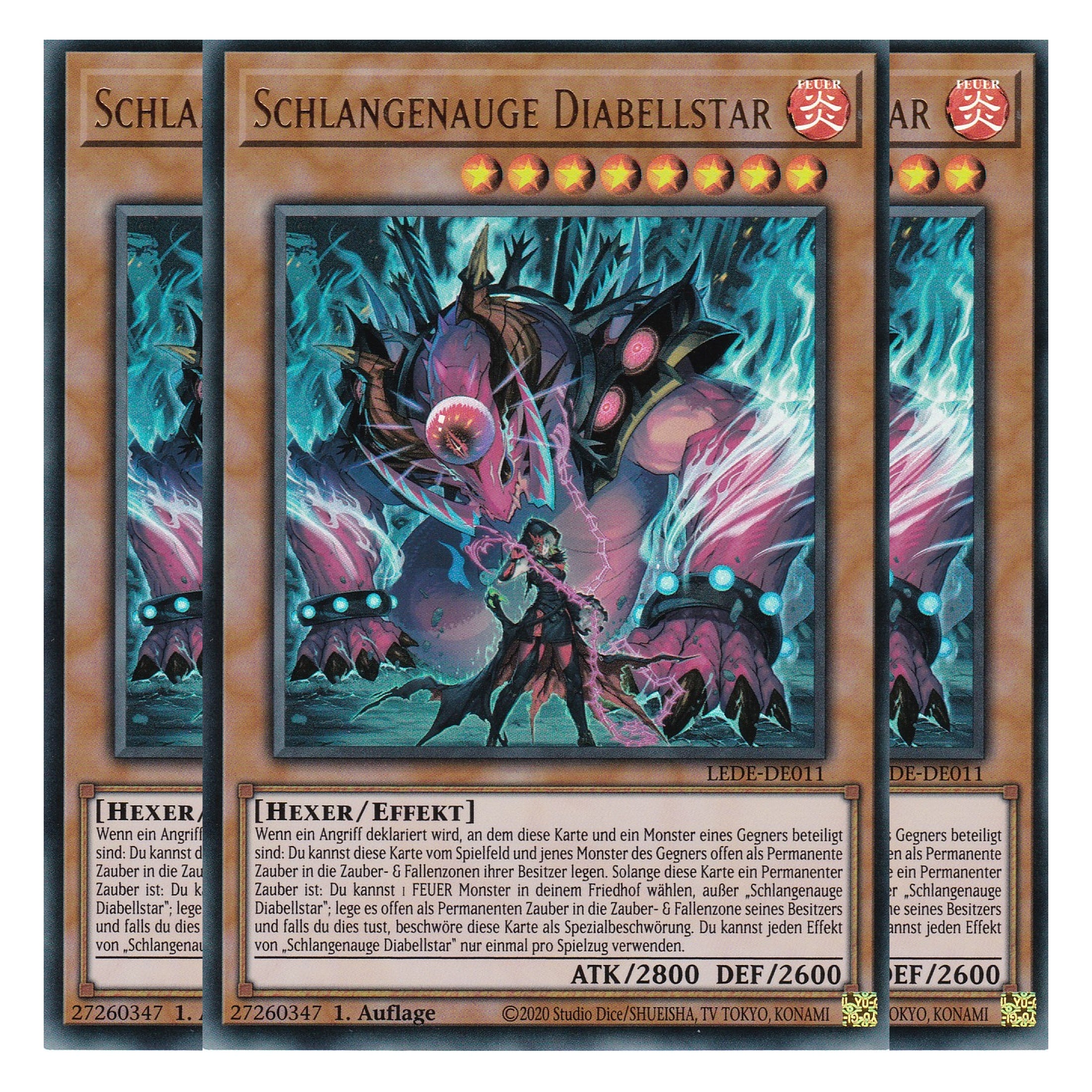 Schlangenauge Diabellstar - LEDE-DE011 - Ultra Rare - Deutsch - 1. Auflage - Legacy of Destruction - Playset (3 Kopien) - Yu-Gi-Oh!