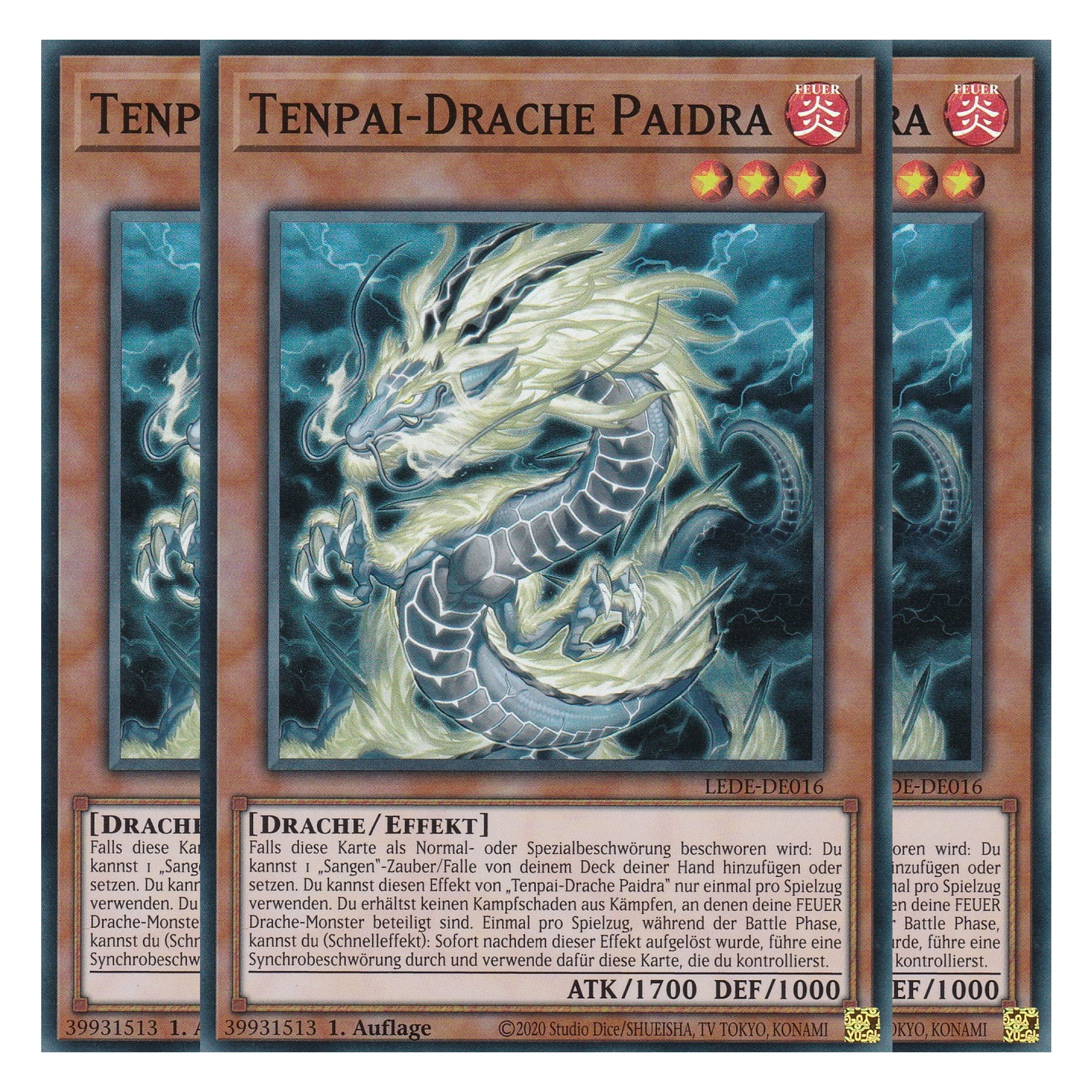 Tenpai-Drache Paidra - LEDE-DE016 - Super Rare - Deutsch - 1. Auflage - Legacy of Destruction - Playset (3 Kopien) - Yu-Gi-Oh!