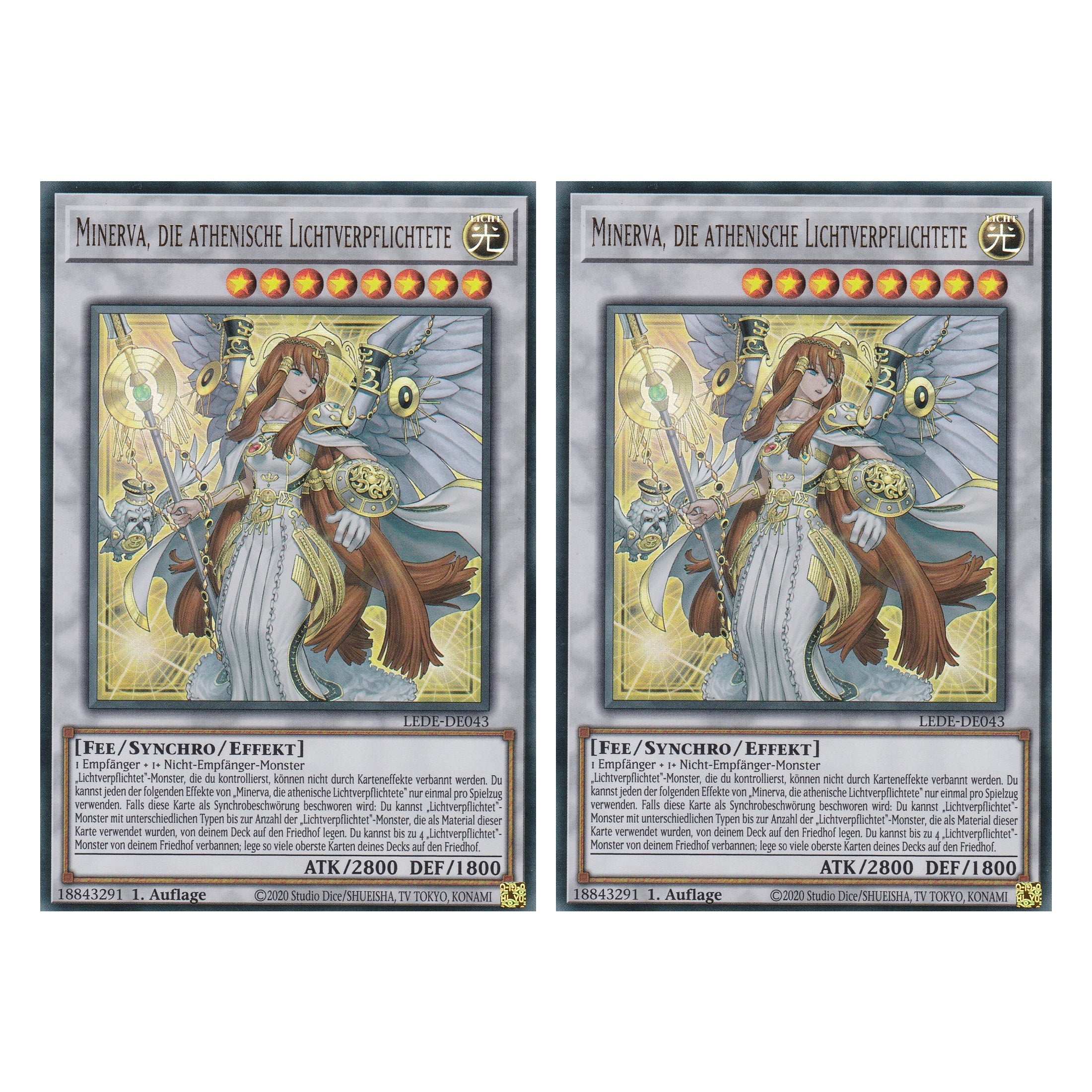 Minerva, die Athenische Lichtverpflichtete - LEDE-DE043 - Ultra Rare - Deutsch - 1. Auflage - Legacy of Destruction - Duo Set (2 Stück) - Yu-Gi-Oh!