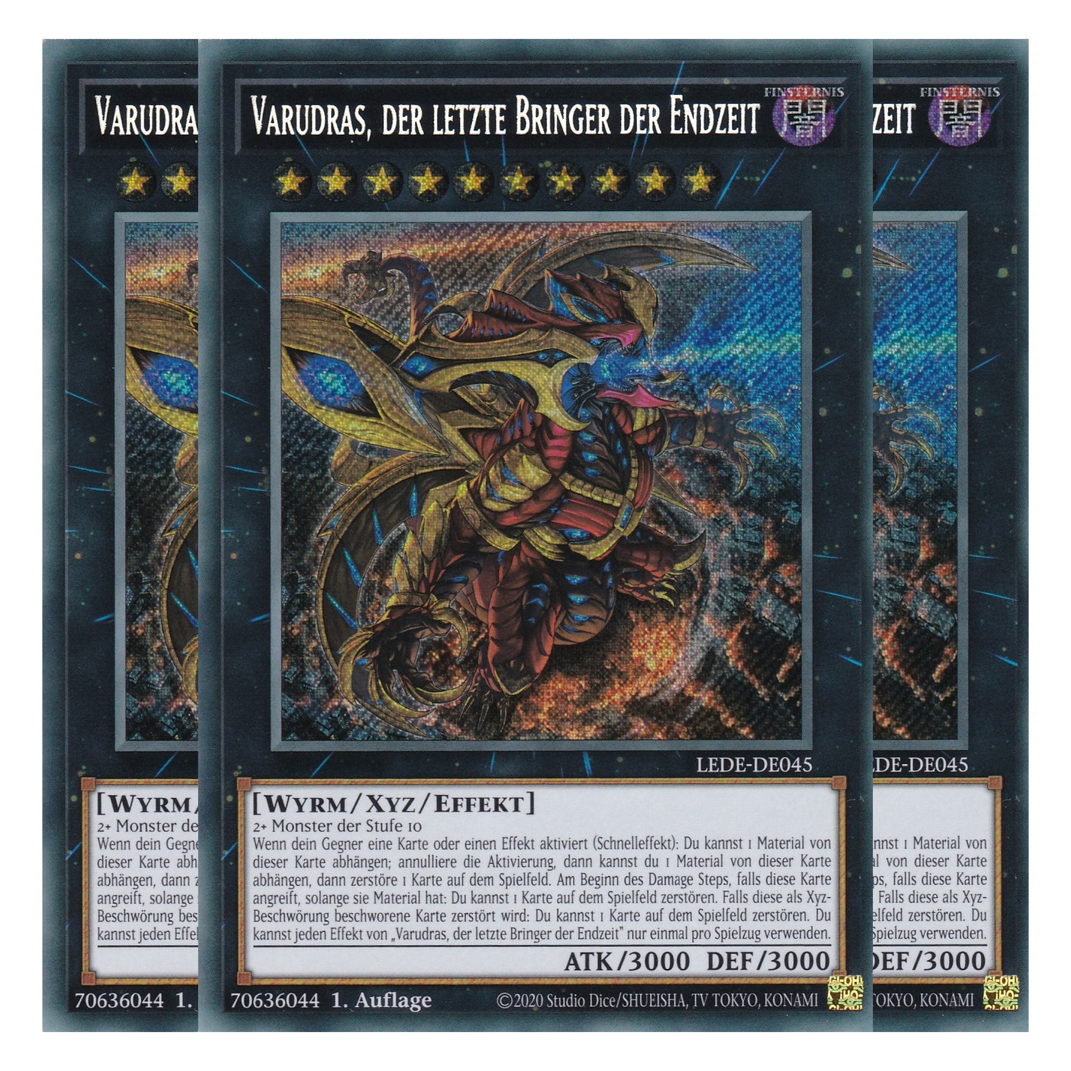 Varudras, der letzte bringer der Endzeit - LEDE-DE045 - Secret Rare - Deutsch - 1. Auflage - Legacy of Destruction - Playset (3 Kopien) - Yu-Gi-Oh!