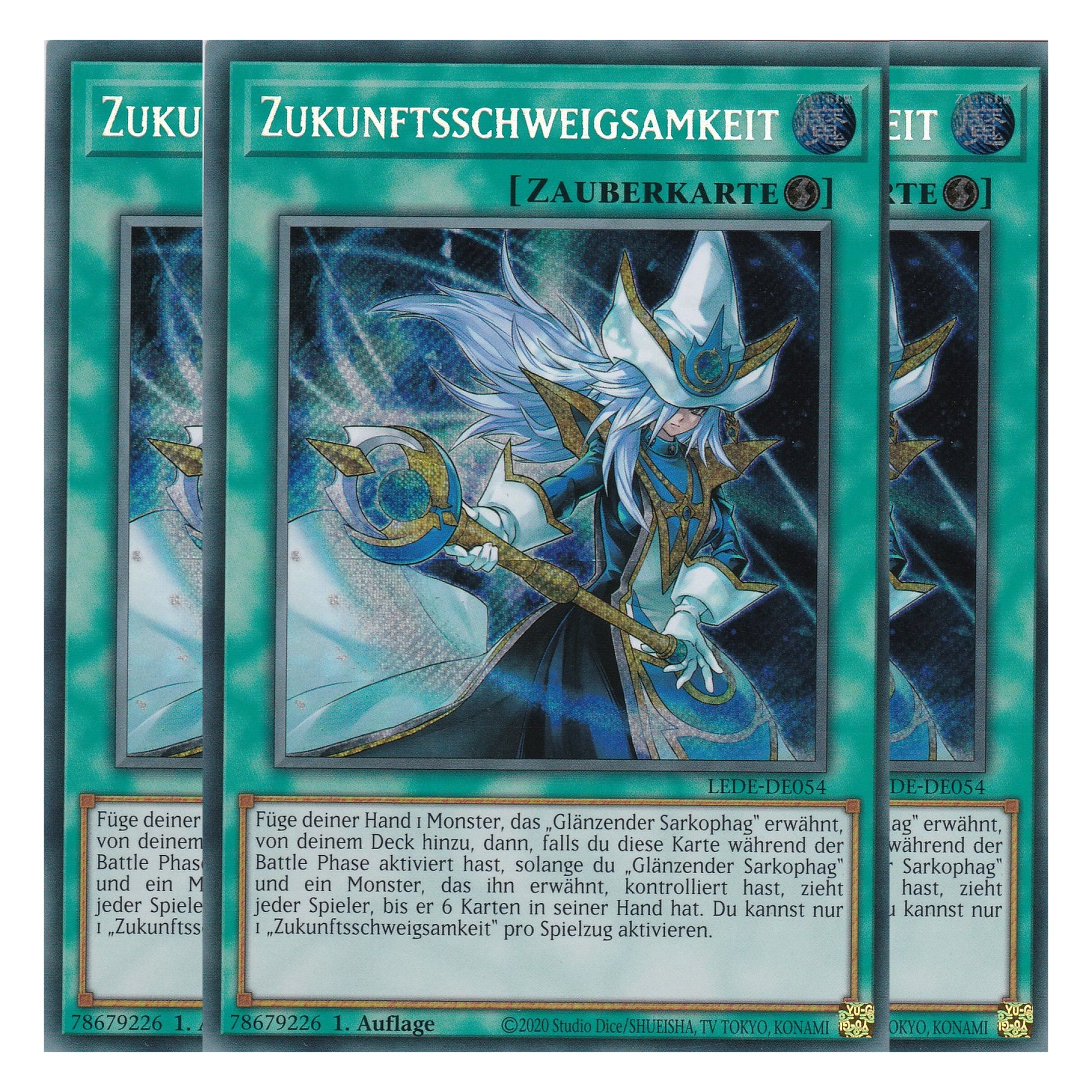 Zukunftsschweigsamkeit - LEDE-DE054 - Secret Rare - Deutsch - 1. Auflage - Legacy of Destruction - Playset (3 Kopien) - Yu-Gi-Oh!
