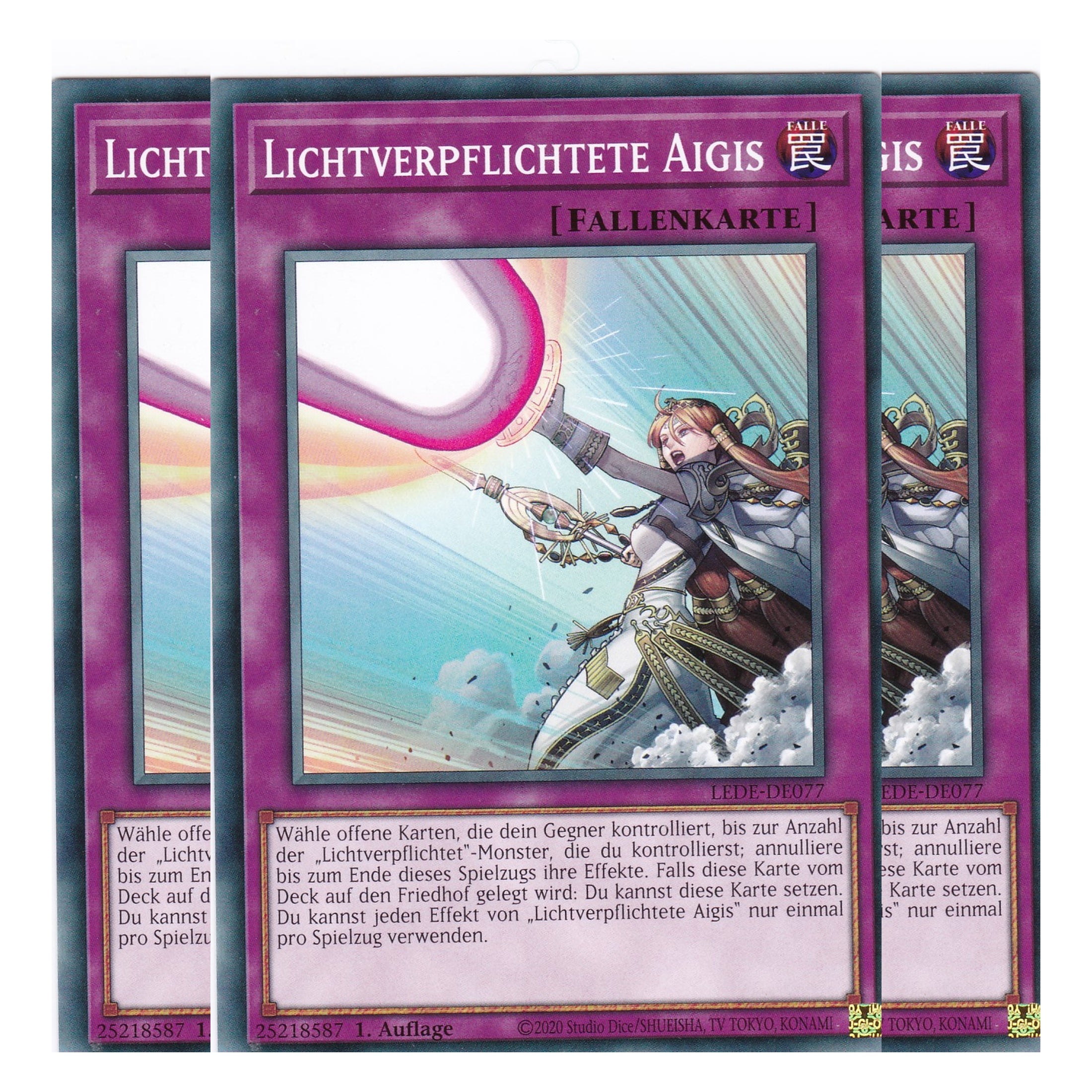 Lichtverpflichtete Aigis - LEDE-DE077 - Common - Deutsch - 1. Auflage - Legacy of Destruction - Playset (3 Kopien) - Yu-Gi-Oh!