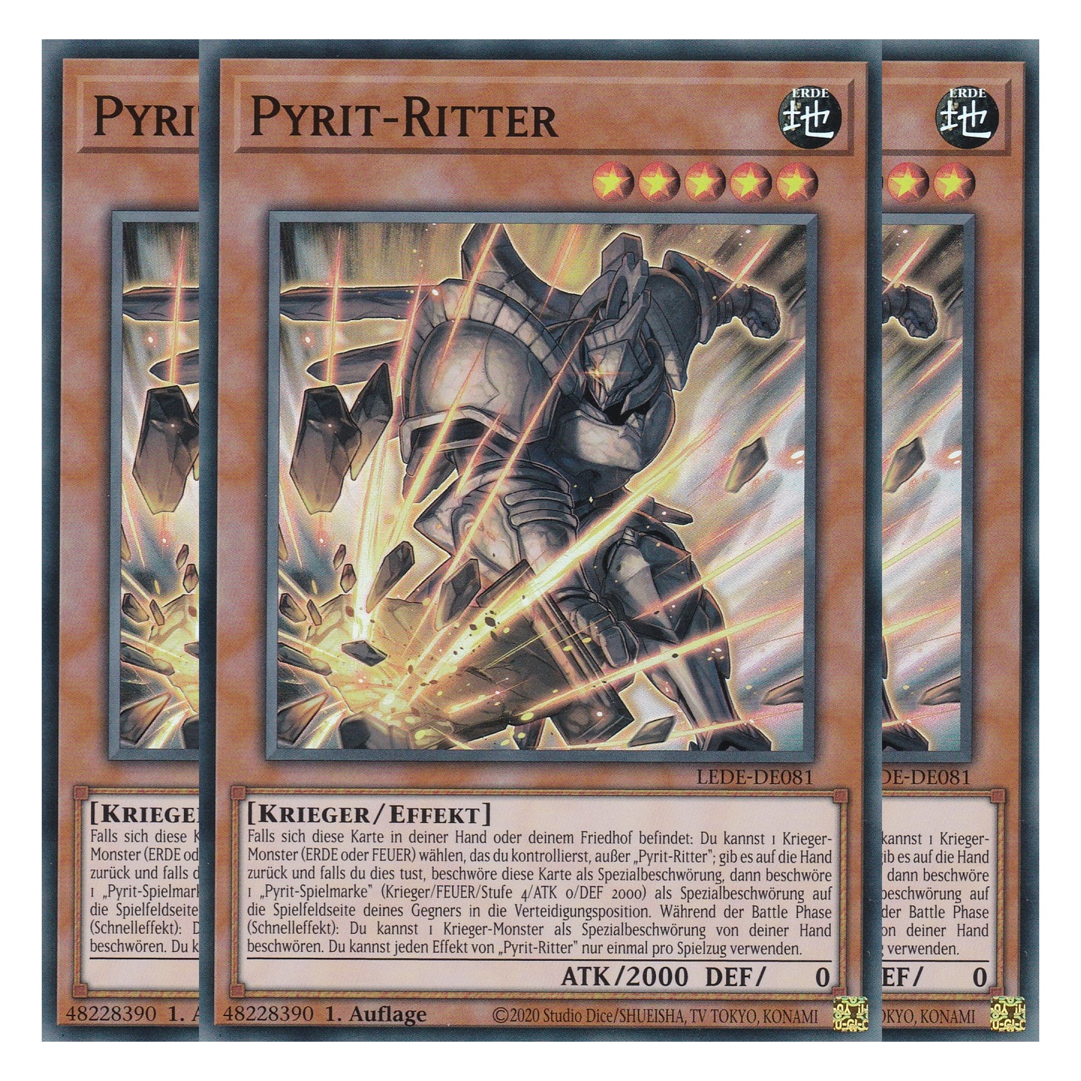 Pyrit-Ritter - LEDE-DE081 - Super Rare - Deutsch - 1. Auflage - Legacy of Destruction - Playset (3 Kopien) - Yu-Gi-Oh!