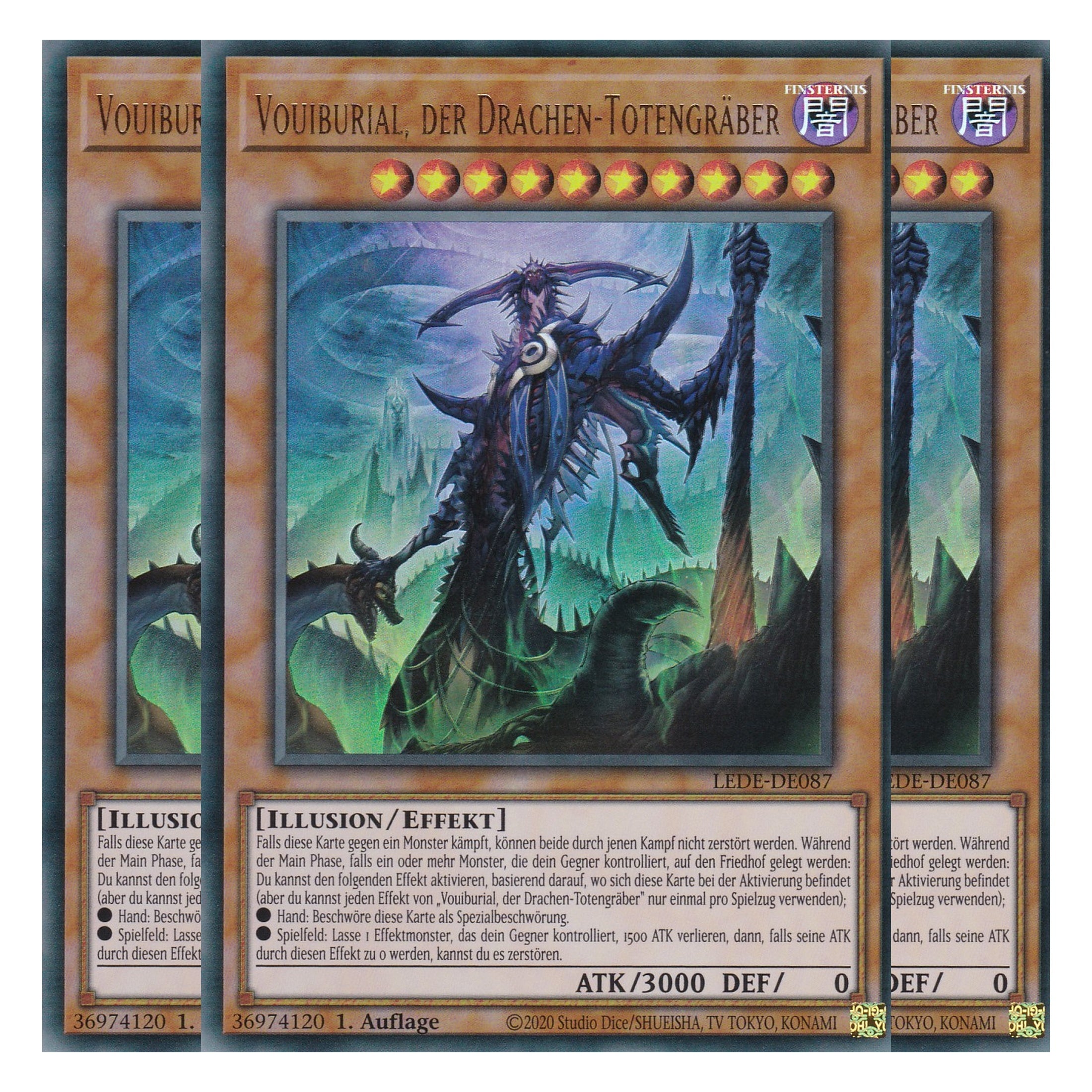 Vouiburial, der Drachen-Totengräber - LEDE-DE087 - Ultra Rare - Deutsch - 1. Auflage - Legacy of Destruction - Playset (3 Kopien) - Yu-Gi-Oh!