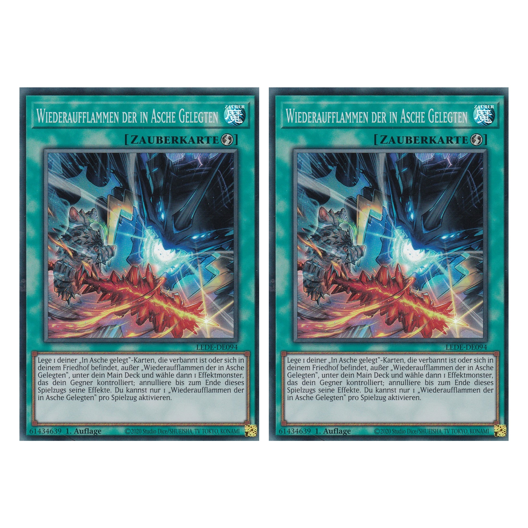 Wiederaufflammen der in Asche Gelegten - LEDE-DE094 - Super Rare - Deutsch - 1. Auflage - Legacy of Destruction - Duo Set (2 Stück) - Yu-Gi-Oh!
