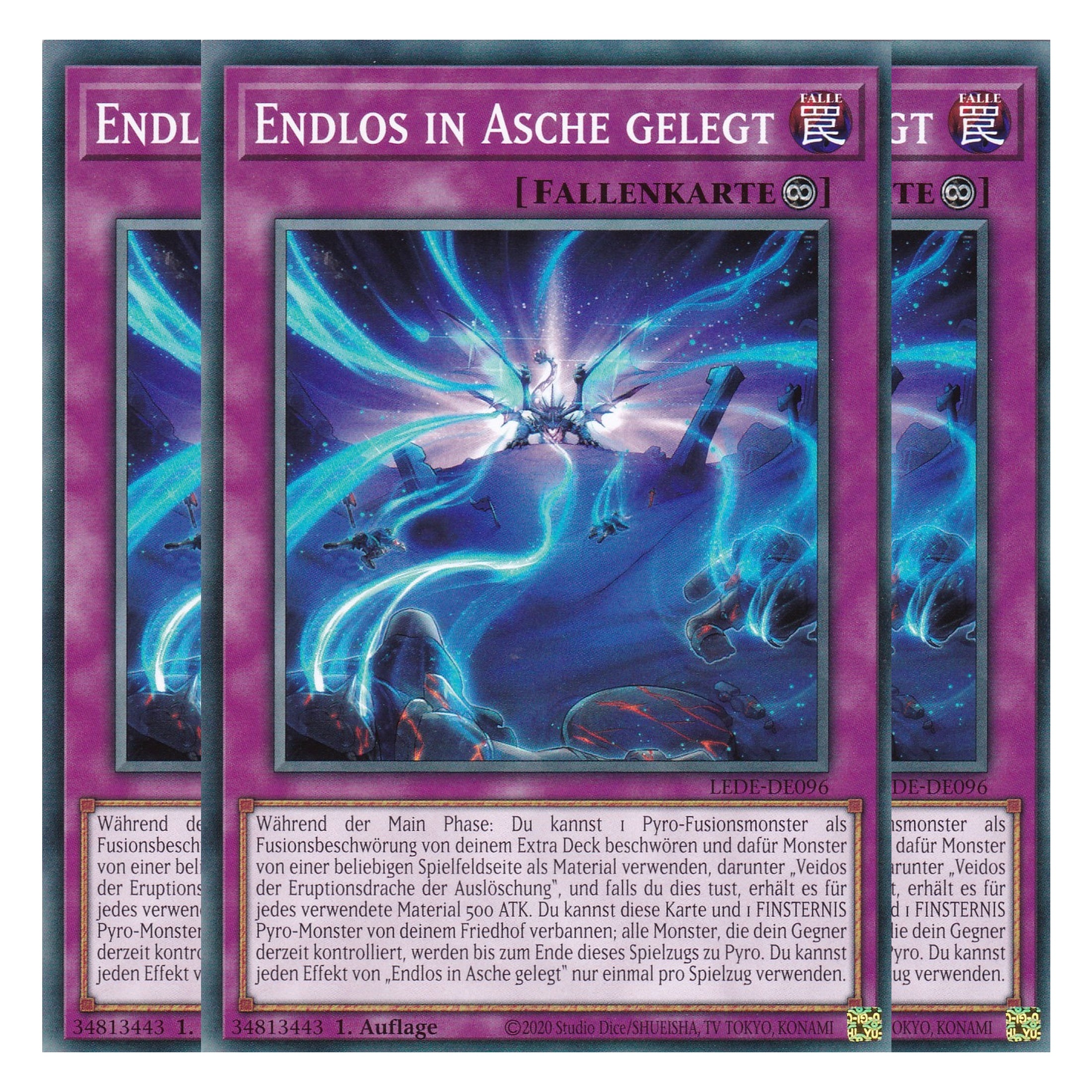 Endlos in Asche gelegt - LEDE-DE096 - Common - Deutsch - 1. Auflage - Legacy of Destruction - Playset (3 Kopien) - Yu-Gi-Oh!