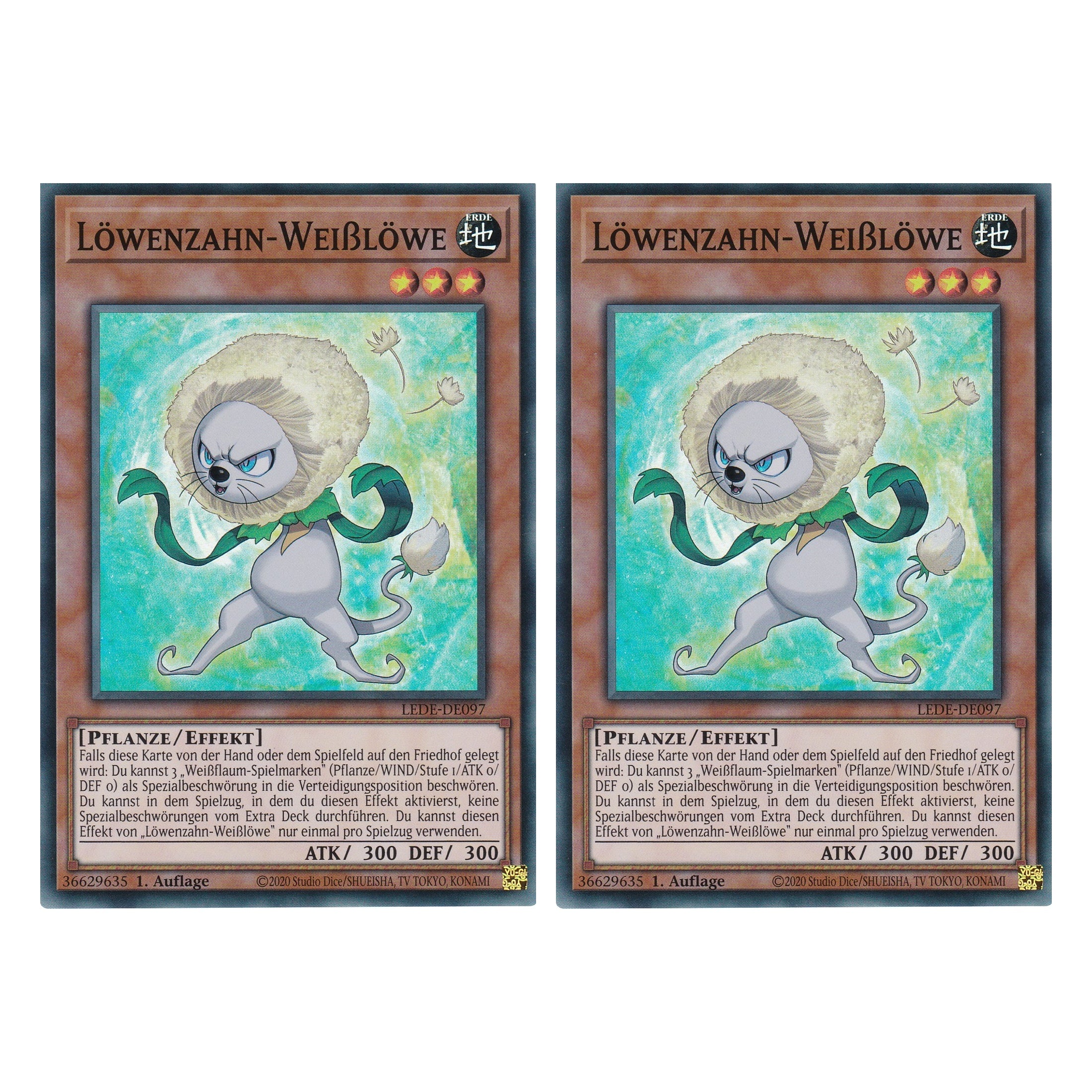 Löwenzahn-Weißlöwe - LEDE-DE097 - Super Rare - Deutsch - 1. Auflage - Legacy of Destruction - Duo Set (2 Stück) - Yu-Gi-Oh!