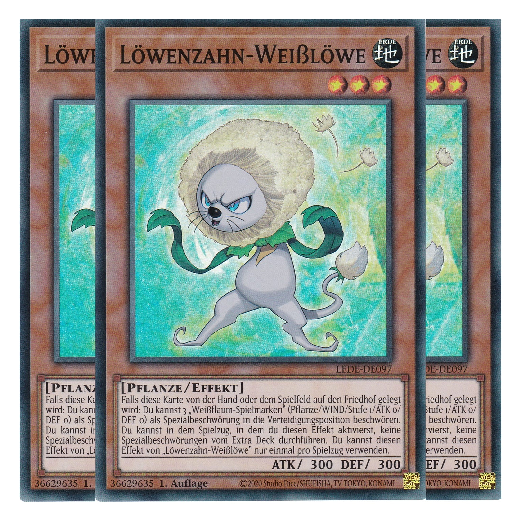 Löwenzahn-Weißlöwe - LEDE-DE097 - Super Rare - Deutsch - 1. Auflage - Legacy of Destruction - Playset (3 Kopien) - Yu-Gi-Oh!