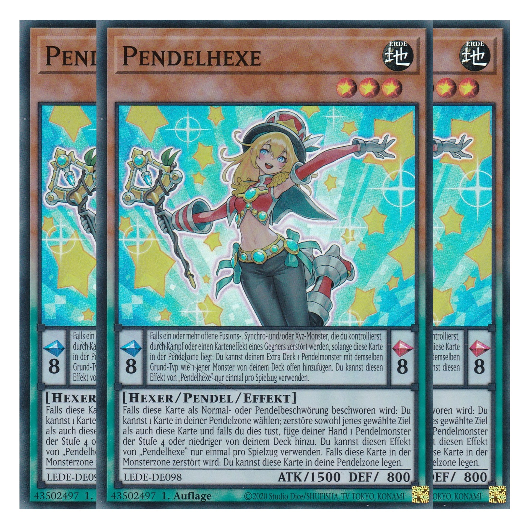 Pendelhexe - LEDE-DE098 - Super Rare - Deutsch - 1. Auflage - Legacy of Destruction - Playset (3 Kopien) - Yu-Gi-Oh!