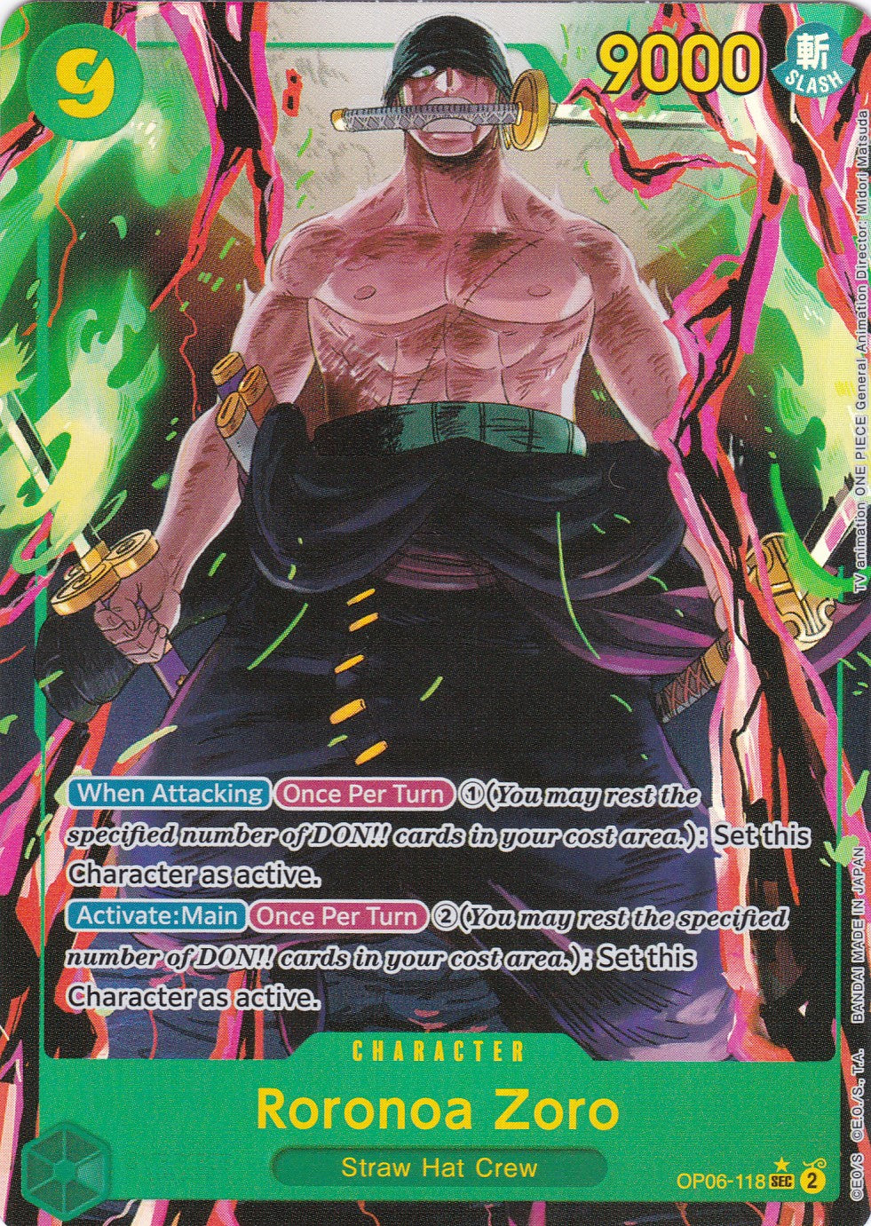 Roronoa Zoro (OP06-118) (V.2) - Alternatives Artwork - Secret Rare - Wings of the Captain