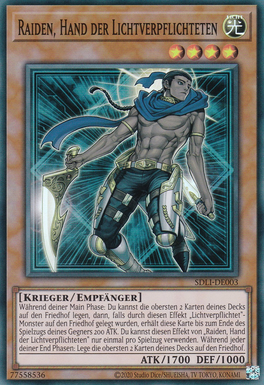 Raiden, Hand der Lichtverpflichteten - SDLI-DE003 - Super Rare - Deutsch - Unlimitierte Auflage - Structure Deck: The Realm of Light Einzelkarten