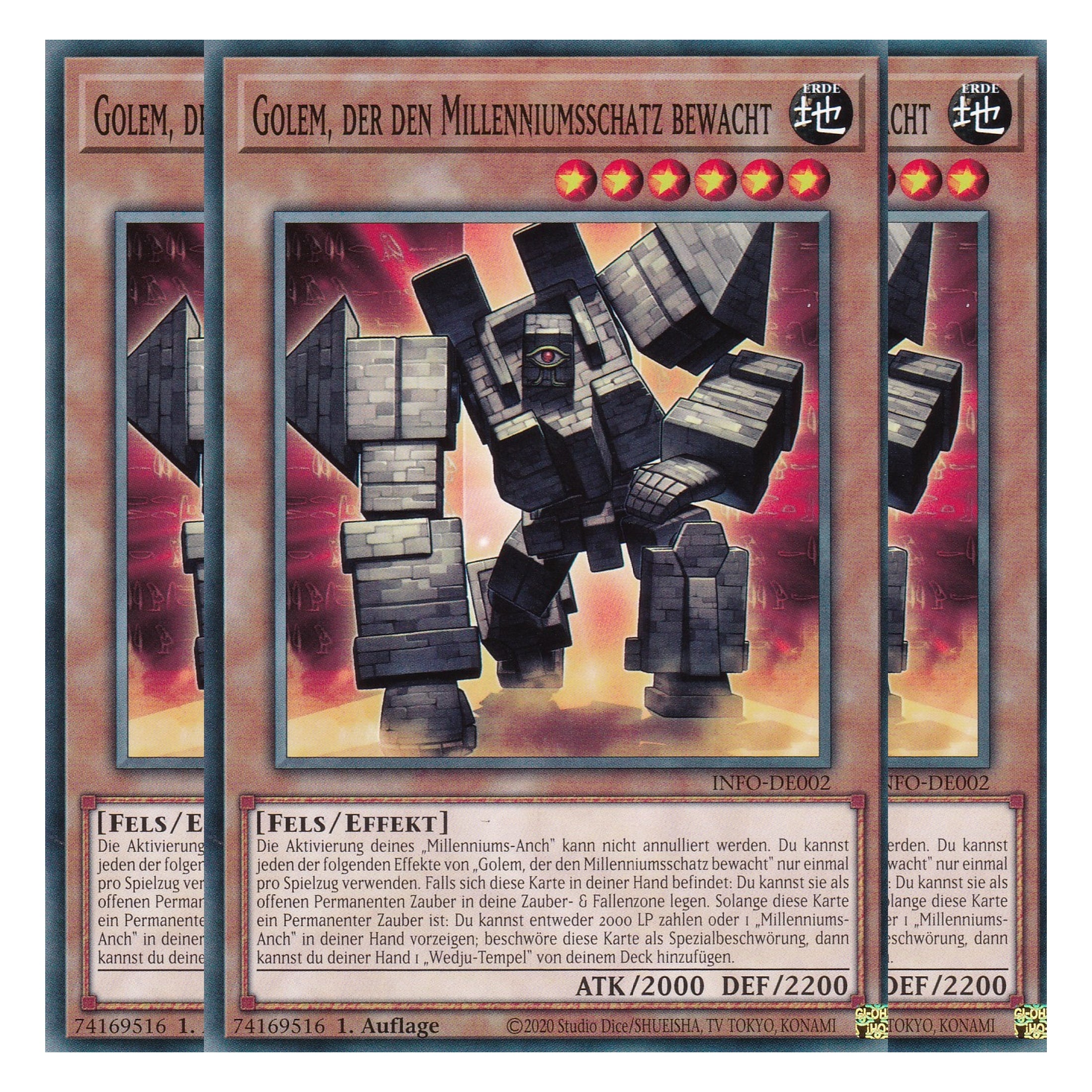 Golem, der den Millenniumsschatz Bewacht - INFO-DE002 - Common - Deutsch - 1. Auflage - The Infinite Forbidden - Playset (3 Kopien) - Yu-Gi-Oh!