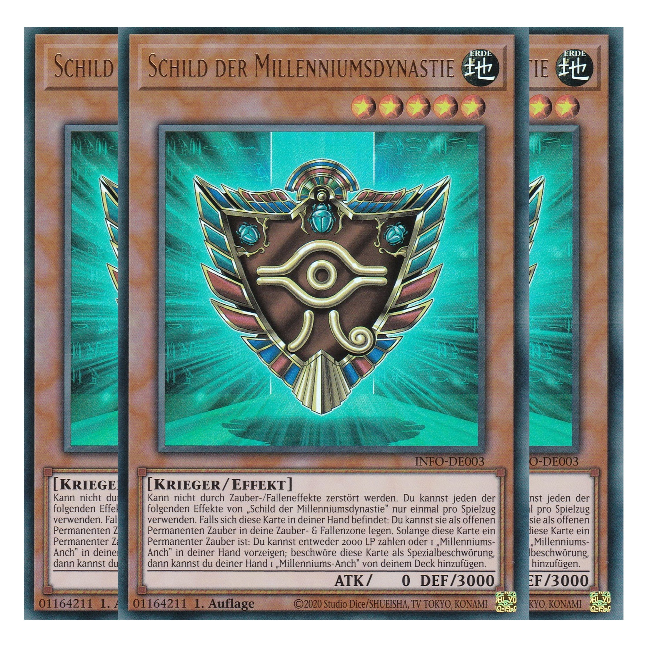 Schild der Millenniumsdynastie - INFO-DE003 - Ultra Rare - Deutsch - 1. Auflage - The Infinite Forbidden - Playset (3 Kopien) - Yu-Gi-Oh!