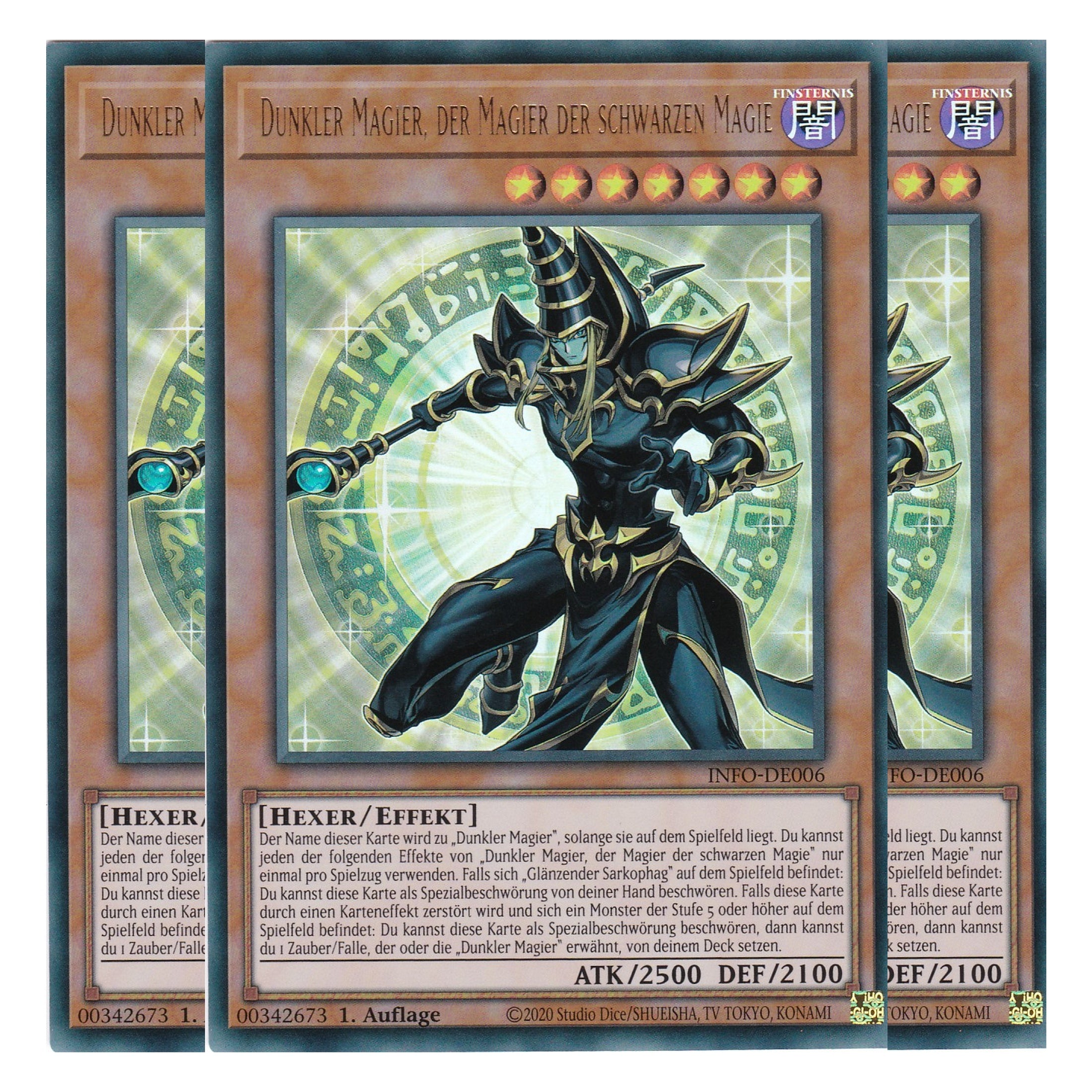 Dunkler Magier, der Magier der Schwarzen Magie - INFO-DE006 - Ultra Rare - Deutsch - 1. Auflage - The Infinite Forbidden - Playset (3 Kopien) - Yu-Gi-Oh!