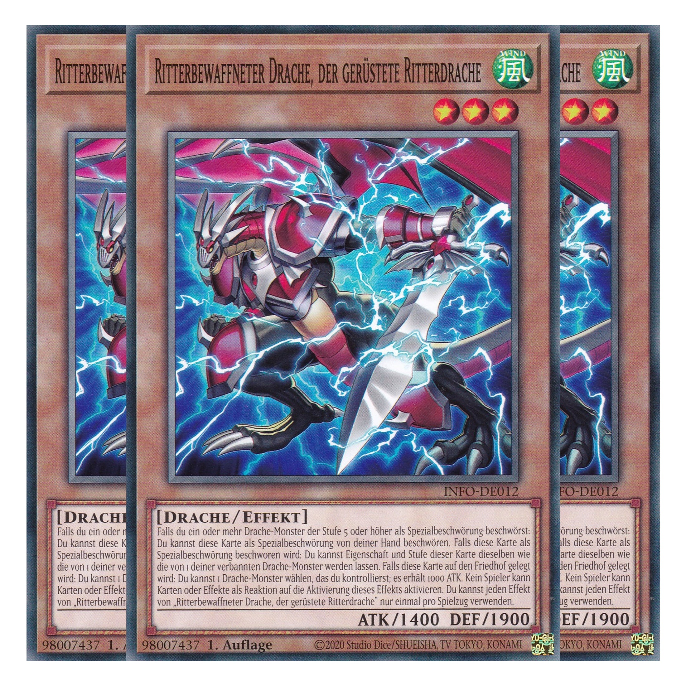Ritterbewaffneter Drache, der Gerüstete Ritterdrache - INFO-DE012 - Common - Deutsch - 1. Auflage - The Infinite Forbidden - Playset (3 Kopien) - Yu-Gi-Oh!