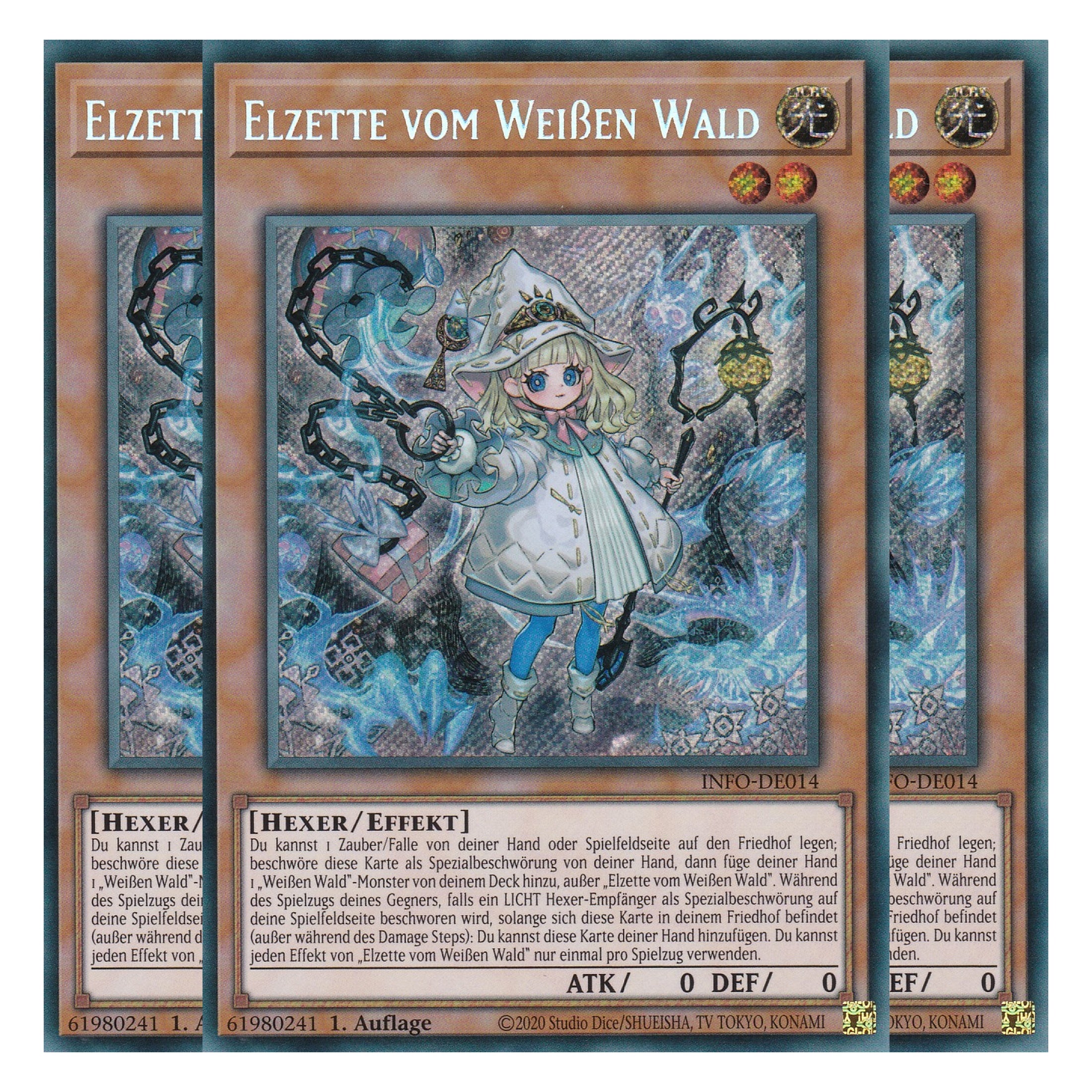 Elzette vom Weißen Wald - INFO-DE014 - Secret Rare - Deutsch - 1. Auflage - The Infinite Forbidden - Playset (3 Kopien) - Yu-Gi-Oh!