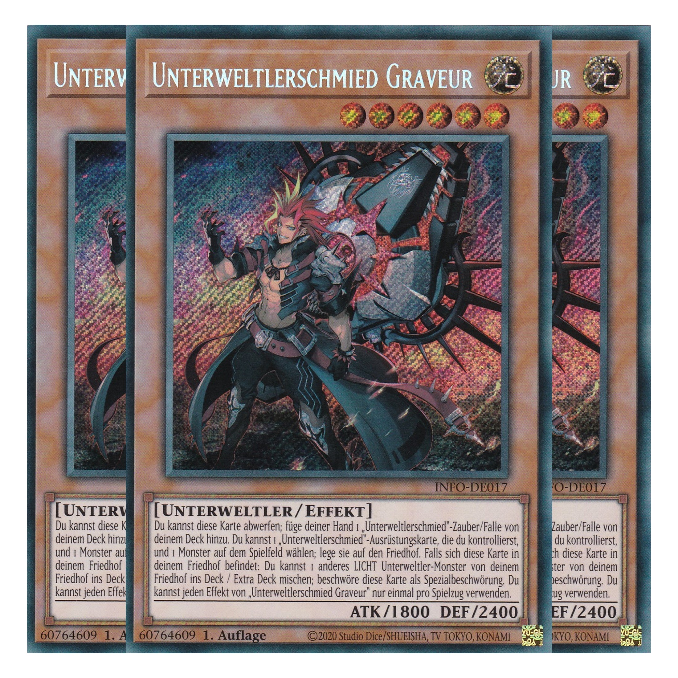 Unterweltlerschmied Graveur - INFO-DE017 - Secret Rare - Deutsch - 1. Auflage - The Infinite Forbidden - Playset (3 Kopien) - Yu-Gi-Oh!