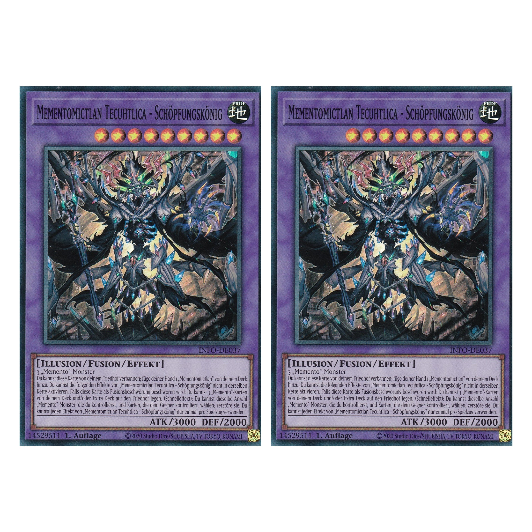 Mementomictlan Tecuhtlica - Schöpfungskönig - INFO-DE037 - Super Rare - Deutsch - 1. Auflage - The Infinite Forbidden - Duo Set (2 Stück) - Yu-Gi-Oh!
