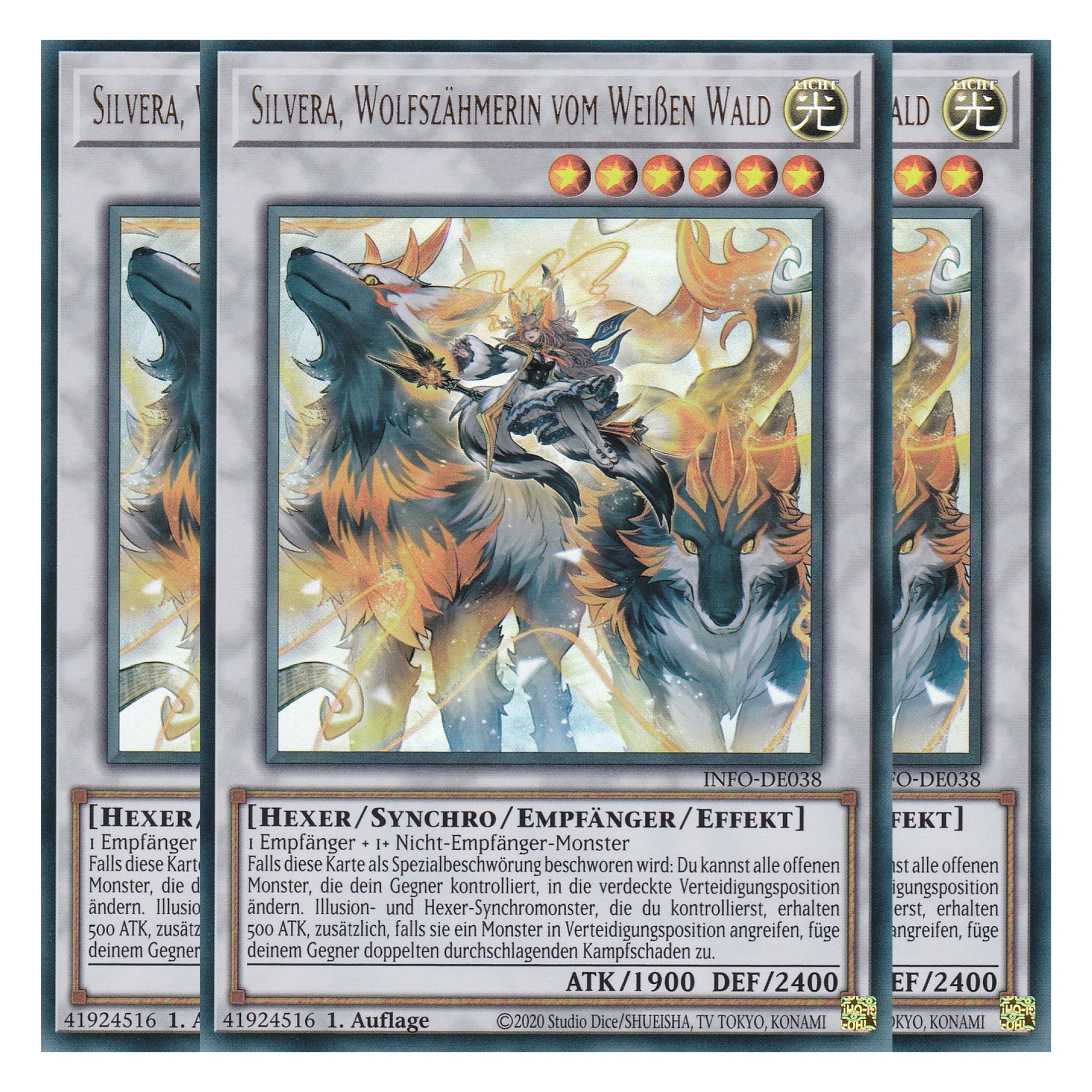 Silvera, Wolfszähmerin vom Weißen Wald - INFO-DE038 - Ultra Rare - Deutsch - 1. Auflage - The Infinite Forbidden - Playset (3 Kopien) - Yu-Gi-Oh!