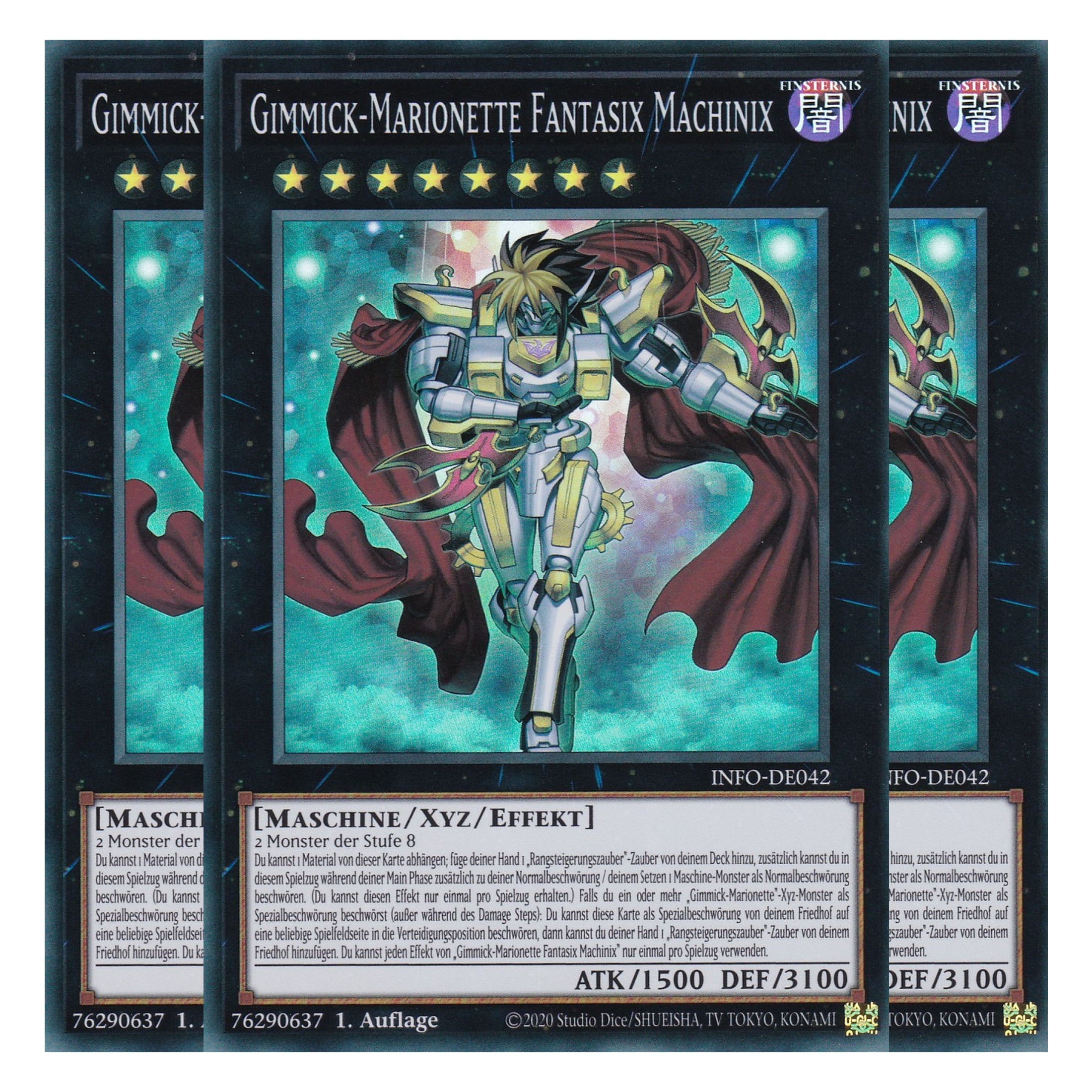 Gimmick-Marionette Fantasix Machinix - INFO-DE042 - Super Rare - Deutsch - 1. Auflage - The Infinite Forbidden - Playset (3 Kopien) - Yu-Gi-Oh!