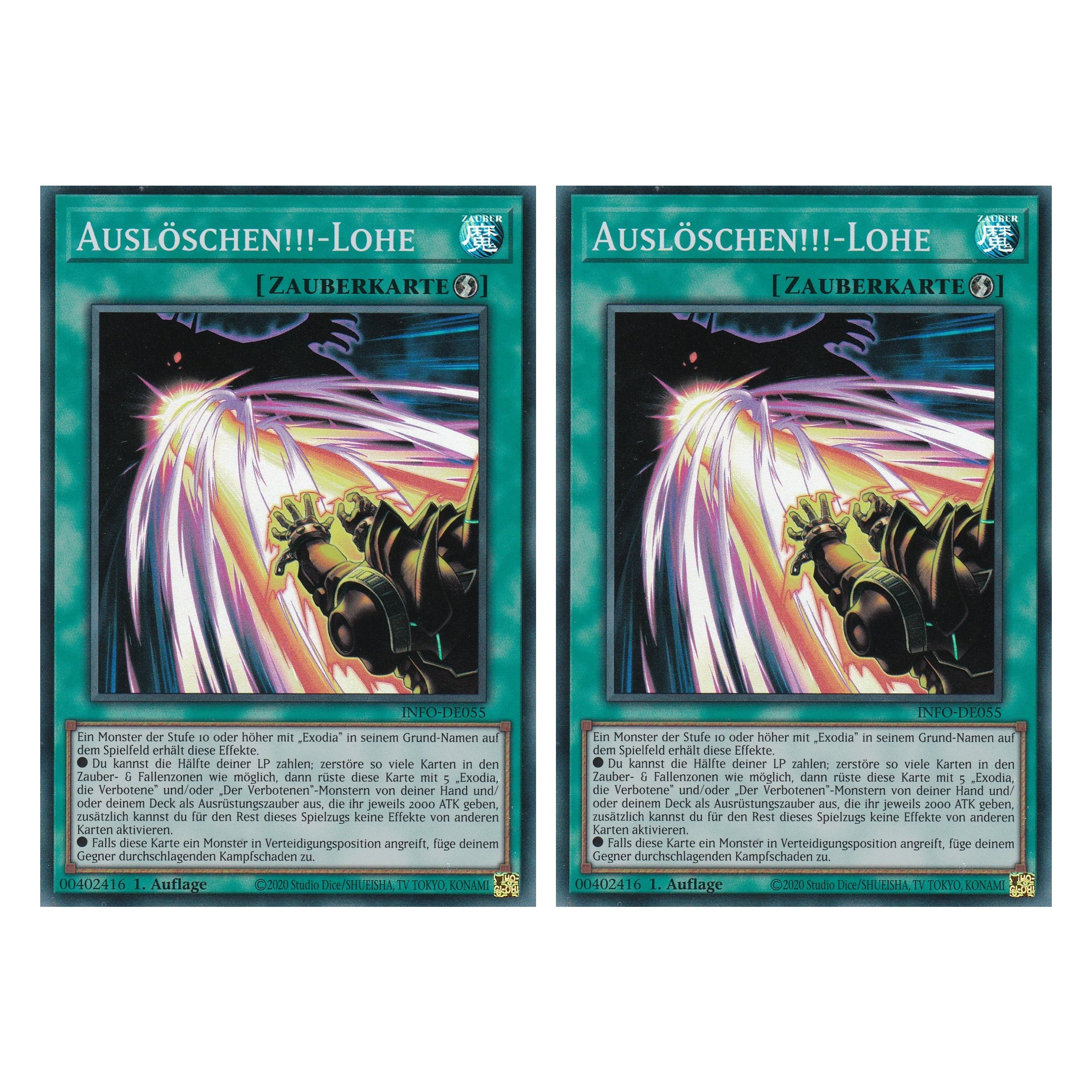 Auslöschen!!!-Lohe - INFO-DE055 - Super Rare - Deutsch - 1. Auflage - The Infinite Forbidden - Duo Set (2 Stück) - Yu-Gi-Oh!