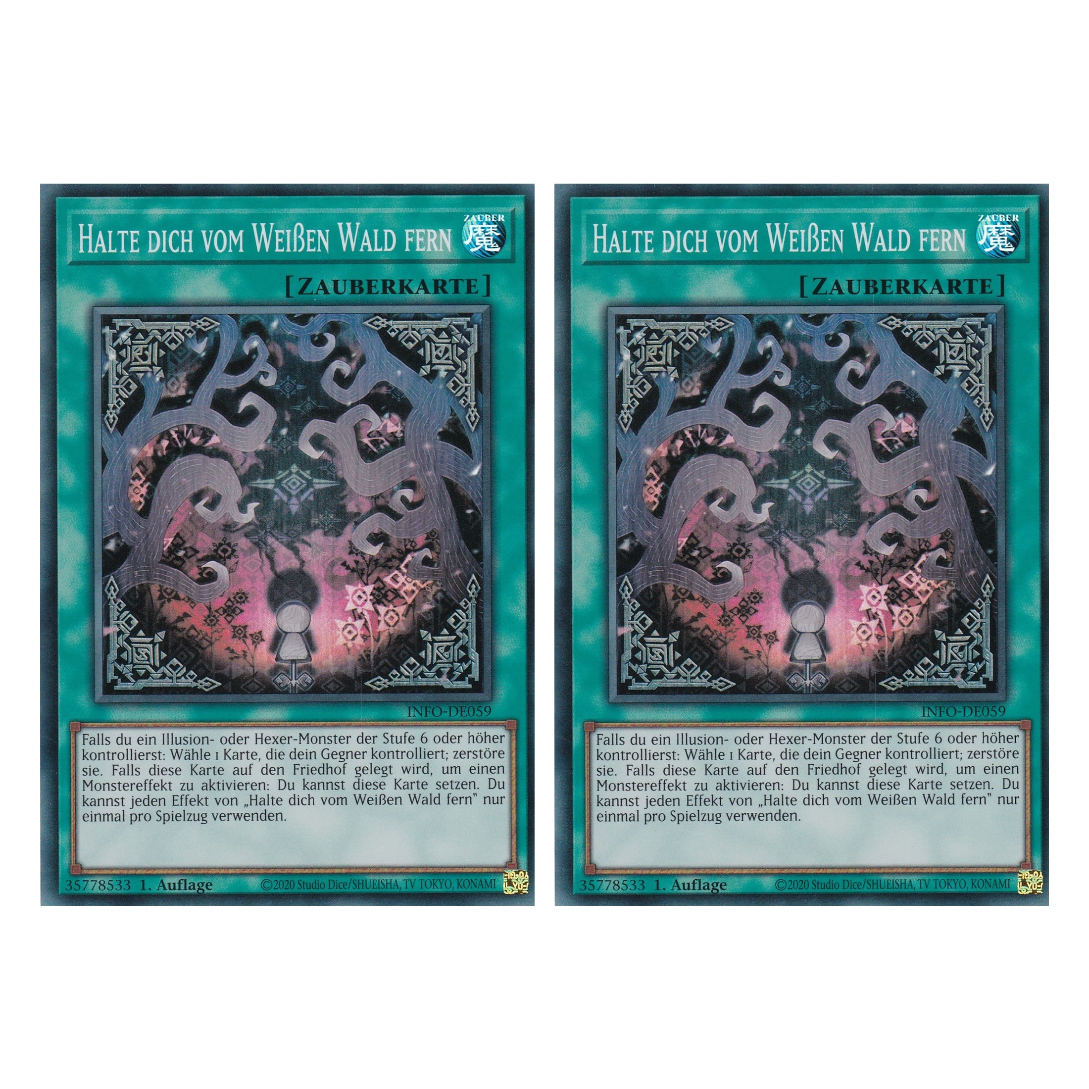 Halte dich vom Weißen Wald fern - INFO-DE059 - Super Rare - Deutsch - 1. Auflage - The Infinite Forbidden - Duo Set (2 Stück) - Yu-Gi-Oh!