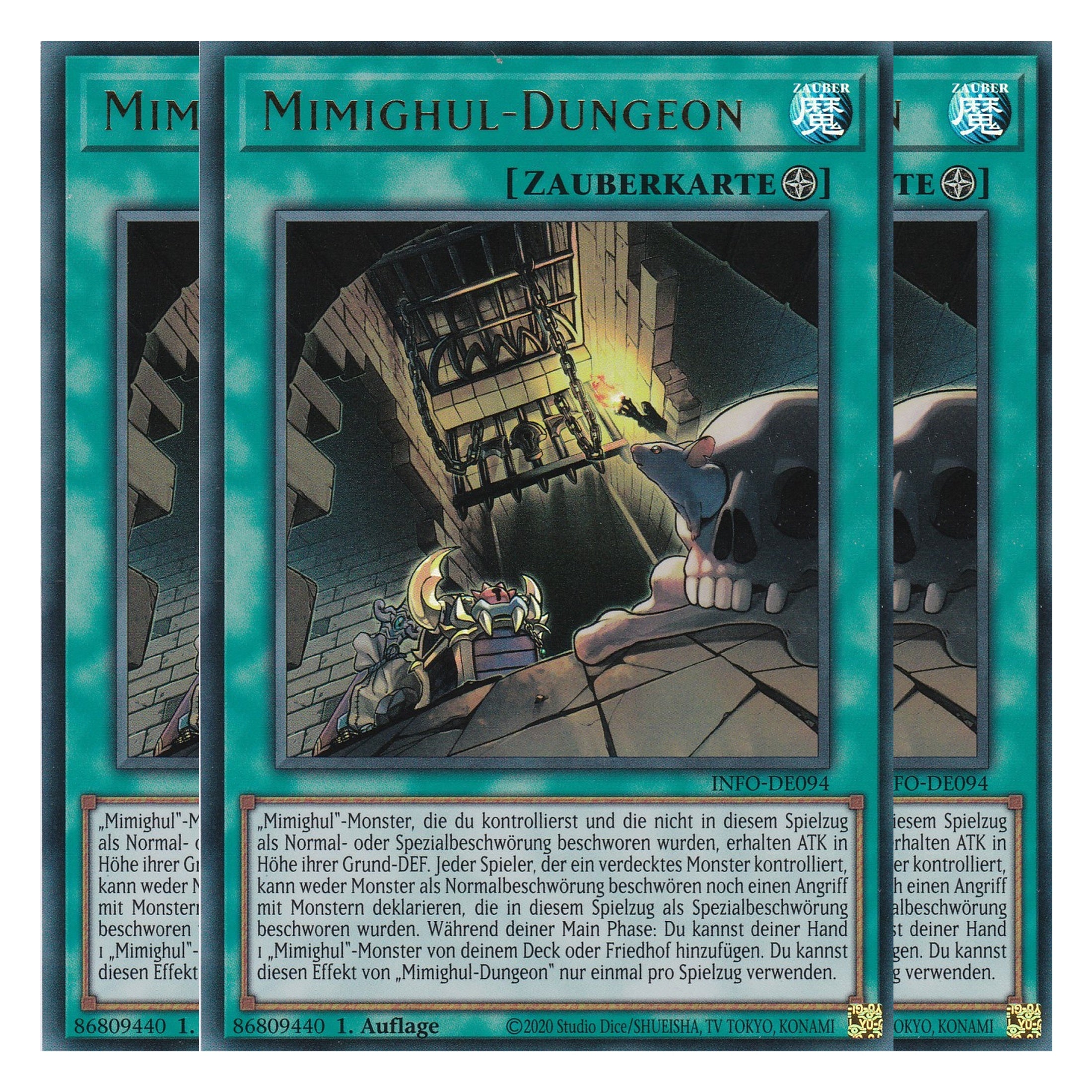 Mimighul-Dungeon - INFO-DE094 - Ultra Rare - Deutsch - 1. Auflage - The Infinite Forbidden - Playset (3 Kopien) - Yu-Gi-Oh!