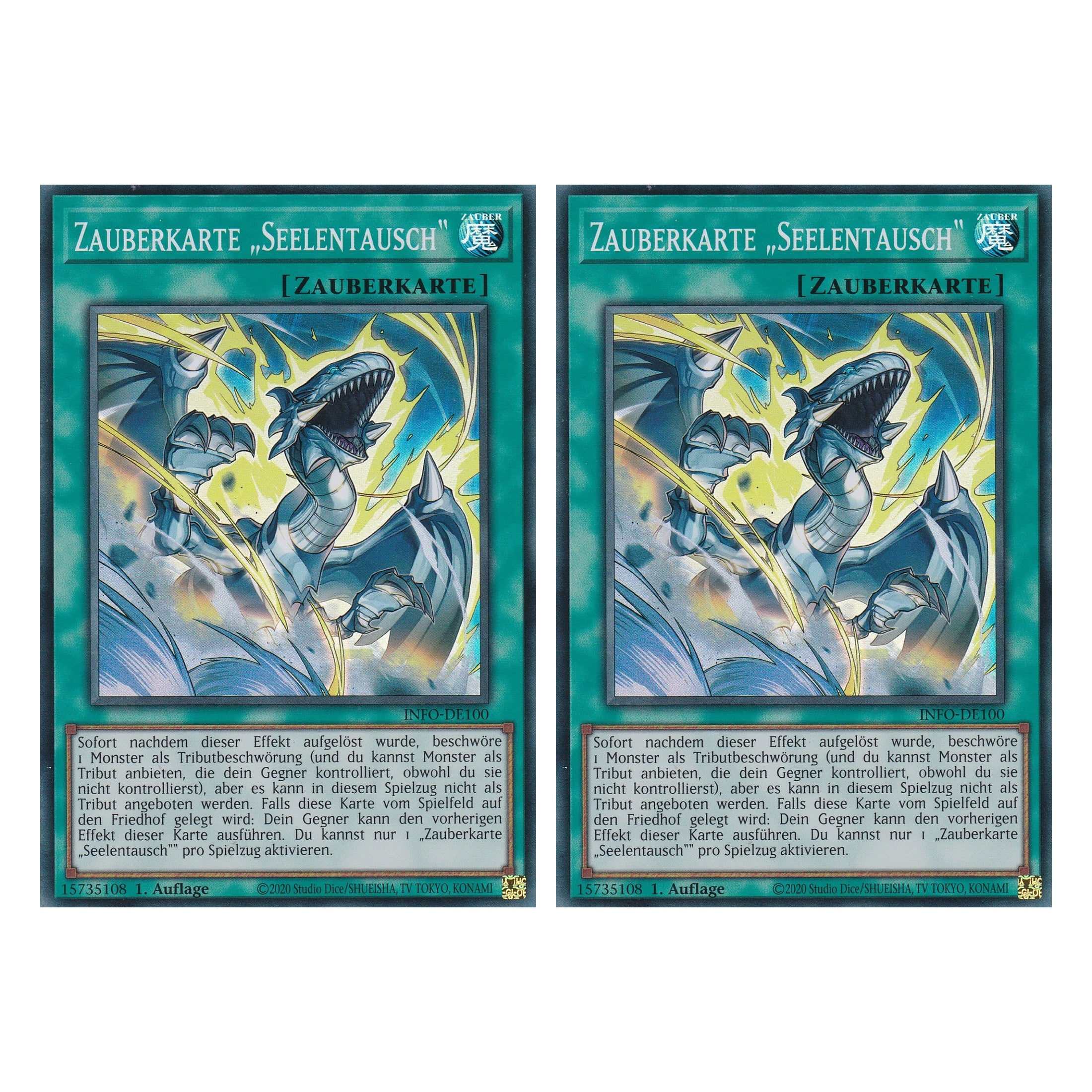 Zauberkarte Seelentausch - INFO-DE100 - Super Rare - Deutsch - 1. Auflage - The Infinite Forbidden - Duo Set (2 Stück) - Yu-Gi-Oh!