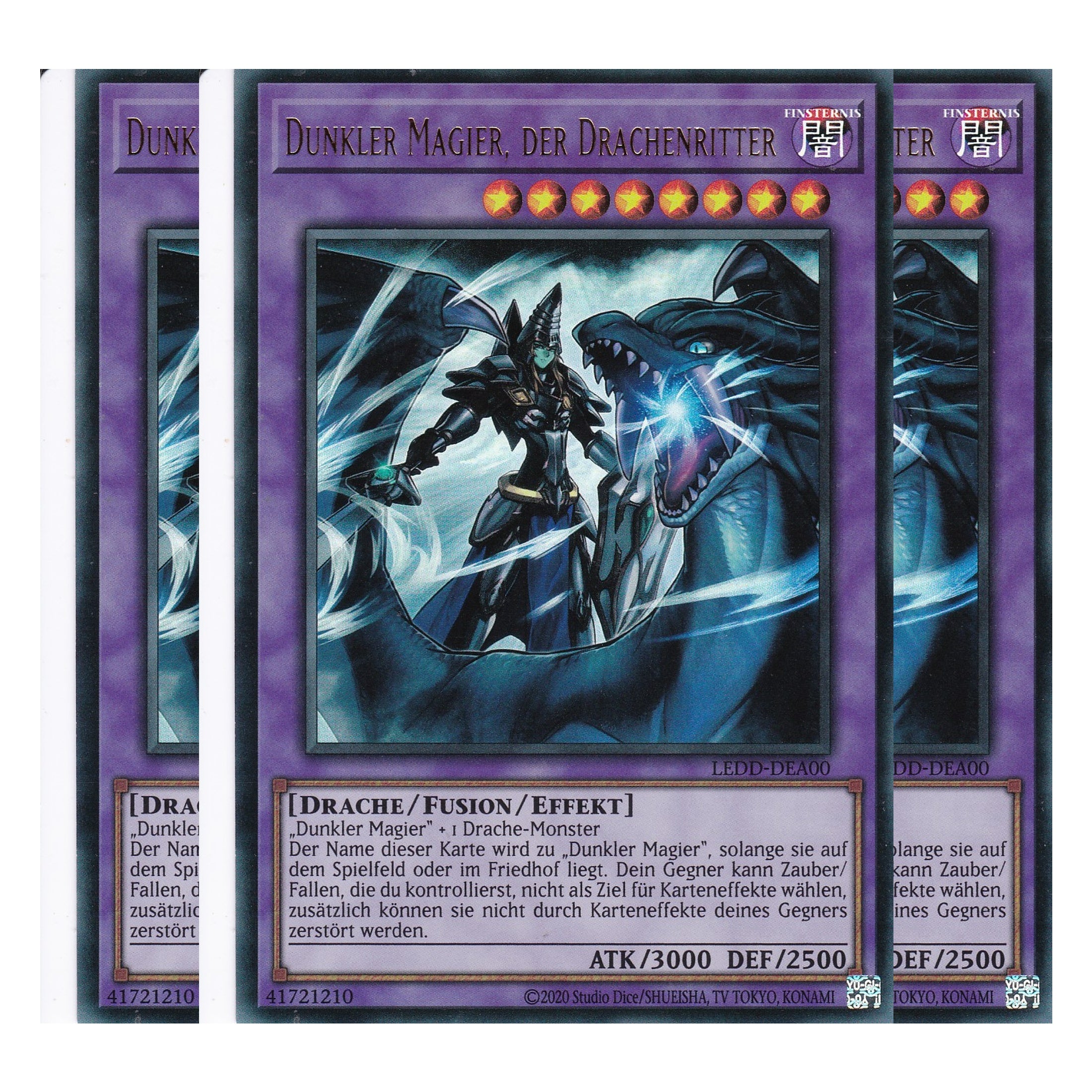 Dunkler Magier, der Drachenritter - LEDD-DEA00 - Ultra Rare - Deutsch - 1. Auflage  - Legendary Dragon Decks - Yu-Gi-Oh! - Playset (3 Kopien)