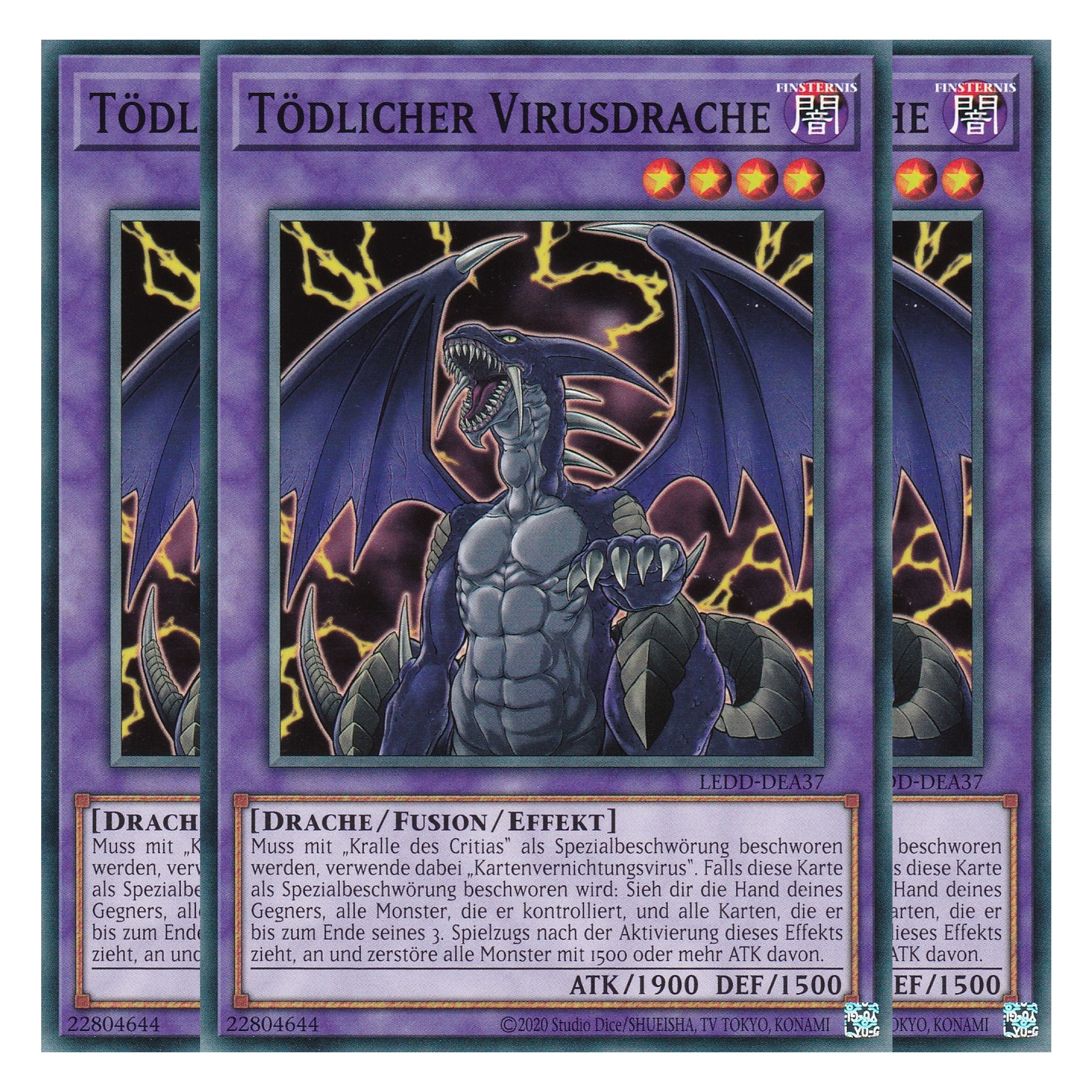 Tödlicher Virusdrache - LEDD-DEA37 - Common - Deutsch - 1. Auflage  - Legendary Dragon Decks - Yu-Gi-Oh! - Playset (3 Kopien)