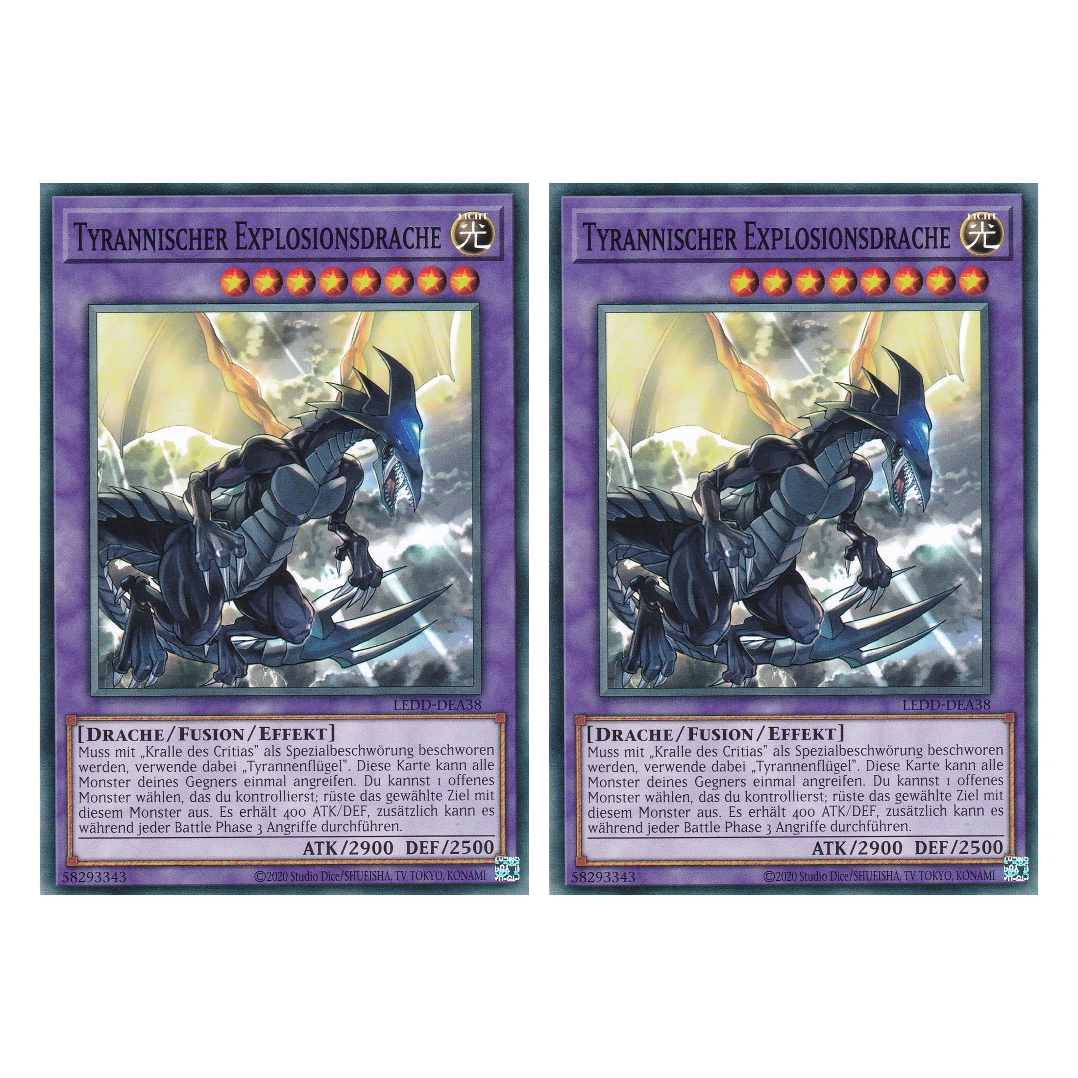 Tyrannischer Explosionsdrache - LEDD-DEA38 - Common - Deutsch - 1. Auflage  - Legendary Dragon Decks - Yu-Gi-Oh! - Duo Set (2 Stück)
