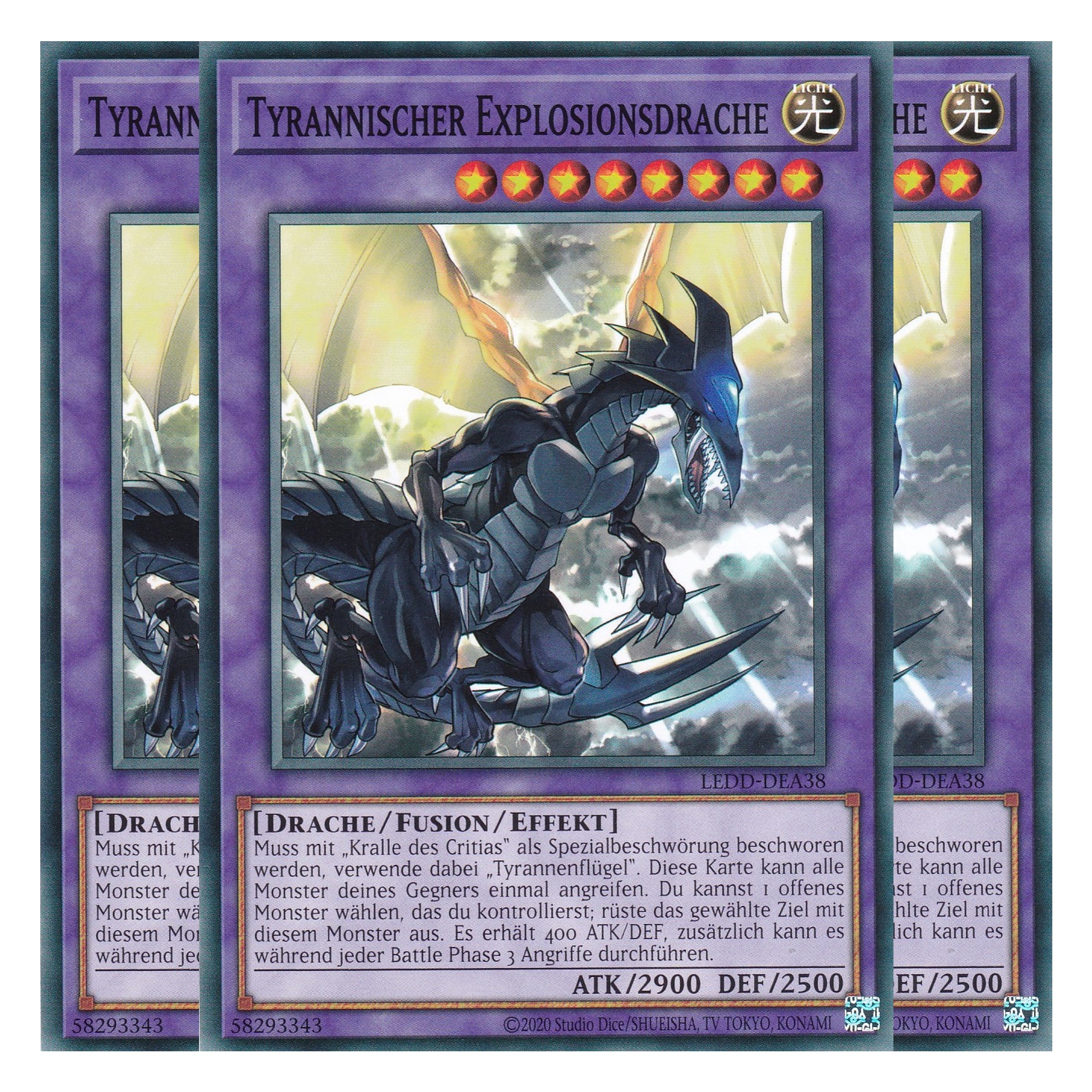 Tyrannischer Explosionsdrache - LEDD-DEA38 - Common - Deutsch - 1. Auflage  - Legendary Dragon Decks - Yu-Gi-Oh! - Playset (3 Kopien)
