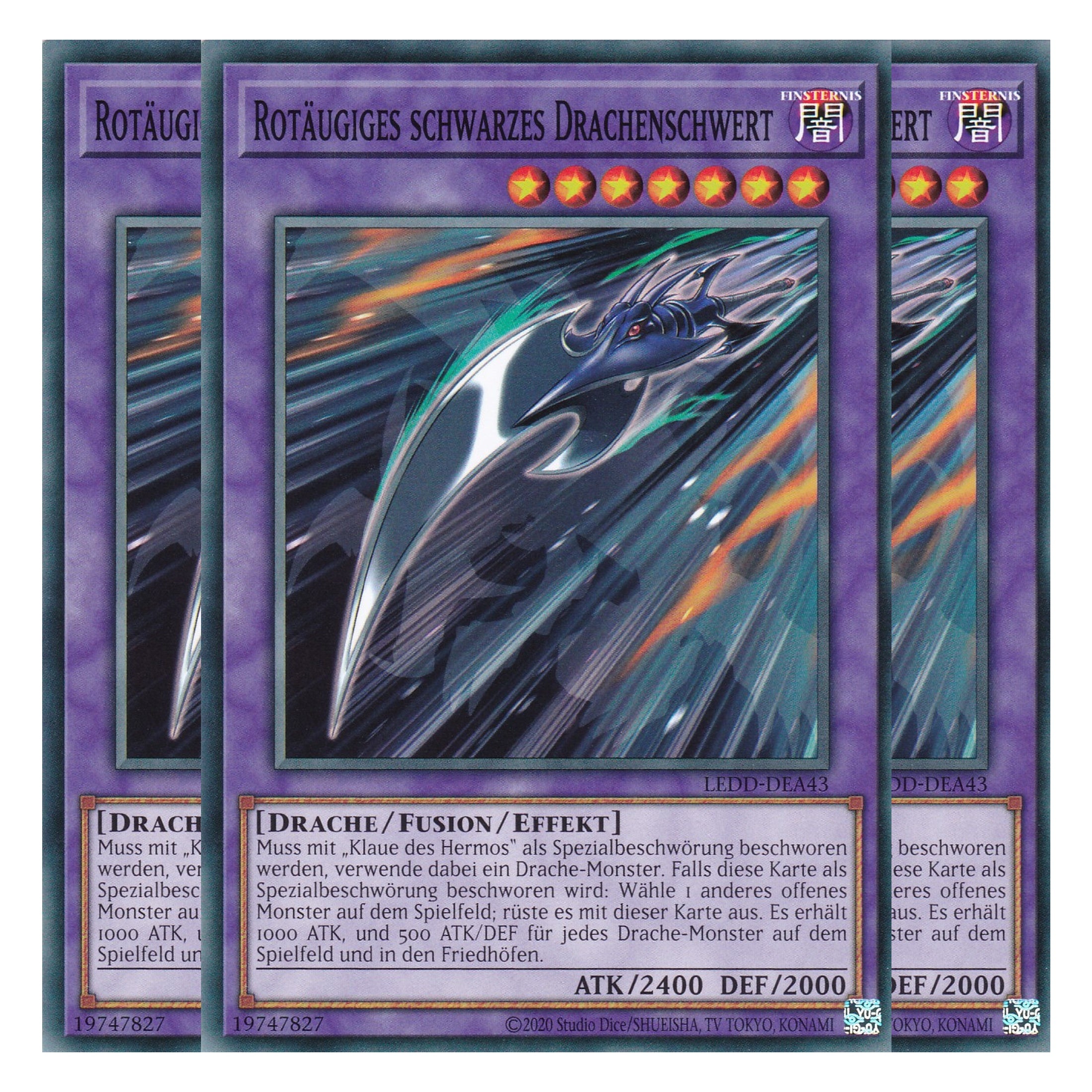 Rotäugiges schwarzes Drachenschwert - LEDD-DEA43 - Common - Deutsch - 1. Auflage  - Legendary Dragon Decks - Yu-Gi-Oh! - Playset (3 Kopien)