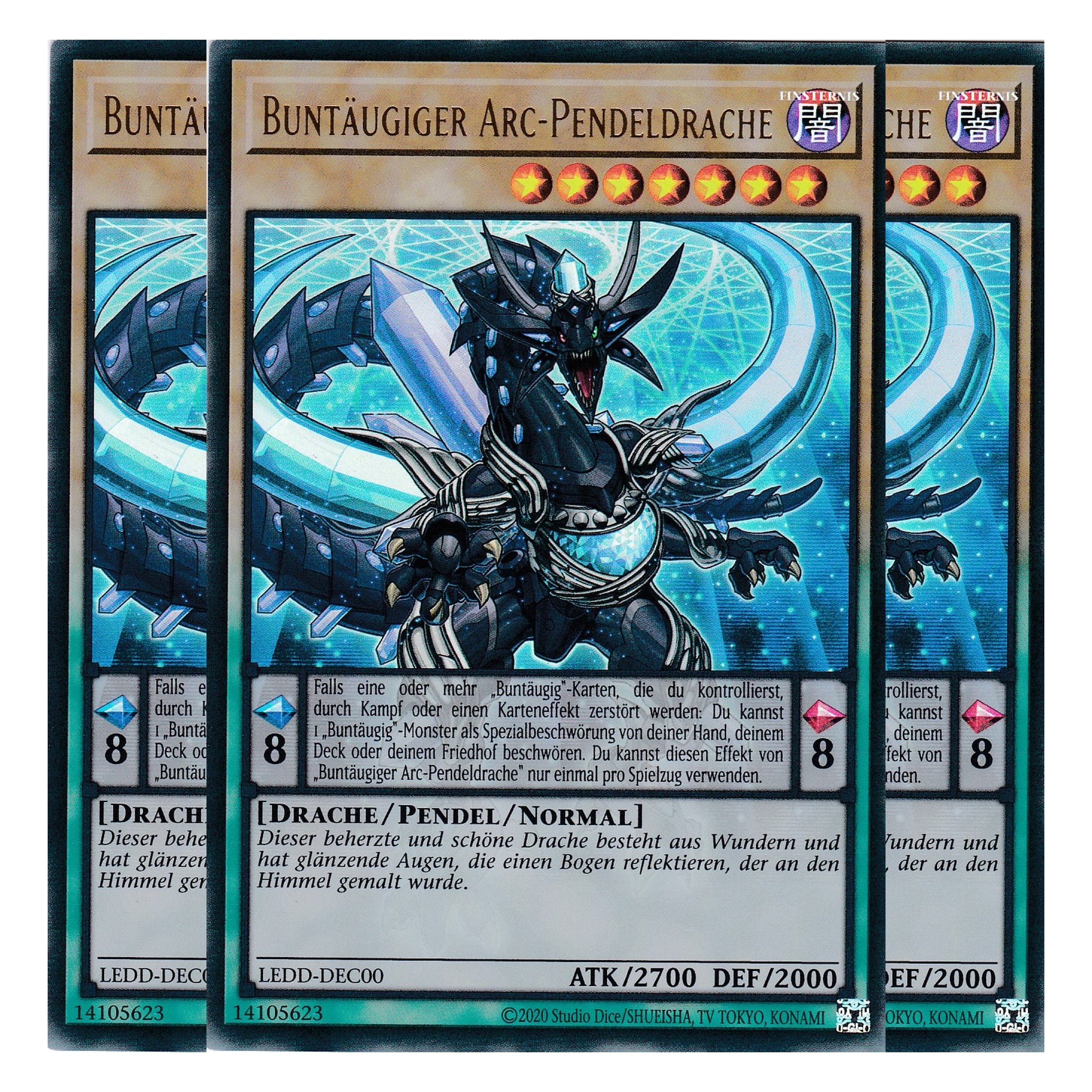Buntäugiger Arc-Pendeldrache - LEDD-DEC00 - Ultra Rare - Deutsch - 1. Auflage  - Legendary Dragon Decks - Yu-Gi-Oh! - Playset (3 Kopien)