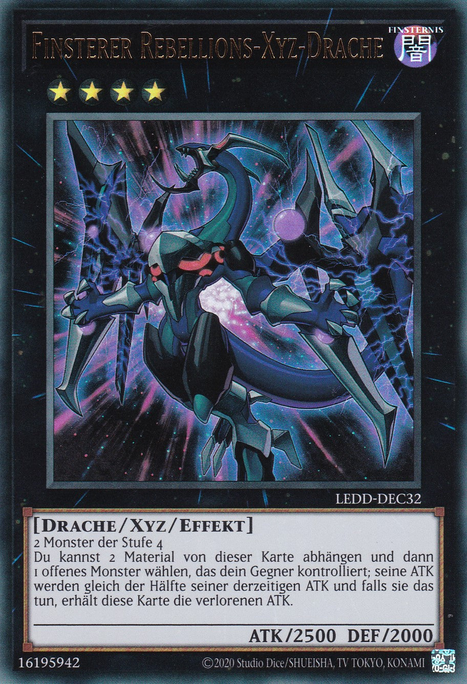 Finsterer Rebellions-Xyz-Drache - LEDD-DEC32 - Ultra Rare - Deutsch - Unlimitierte Auflage - Legendary Dragon Decks